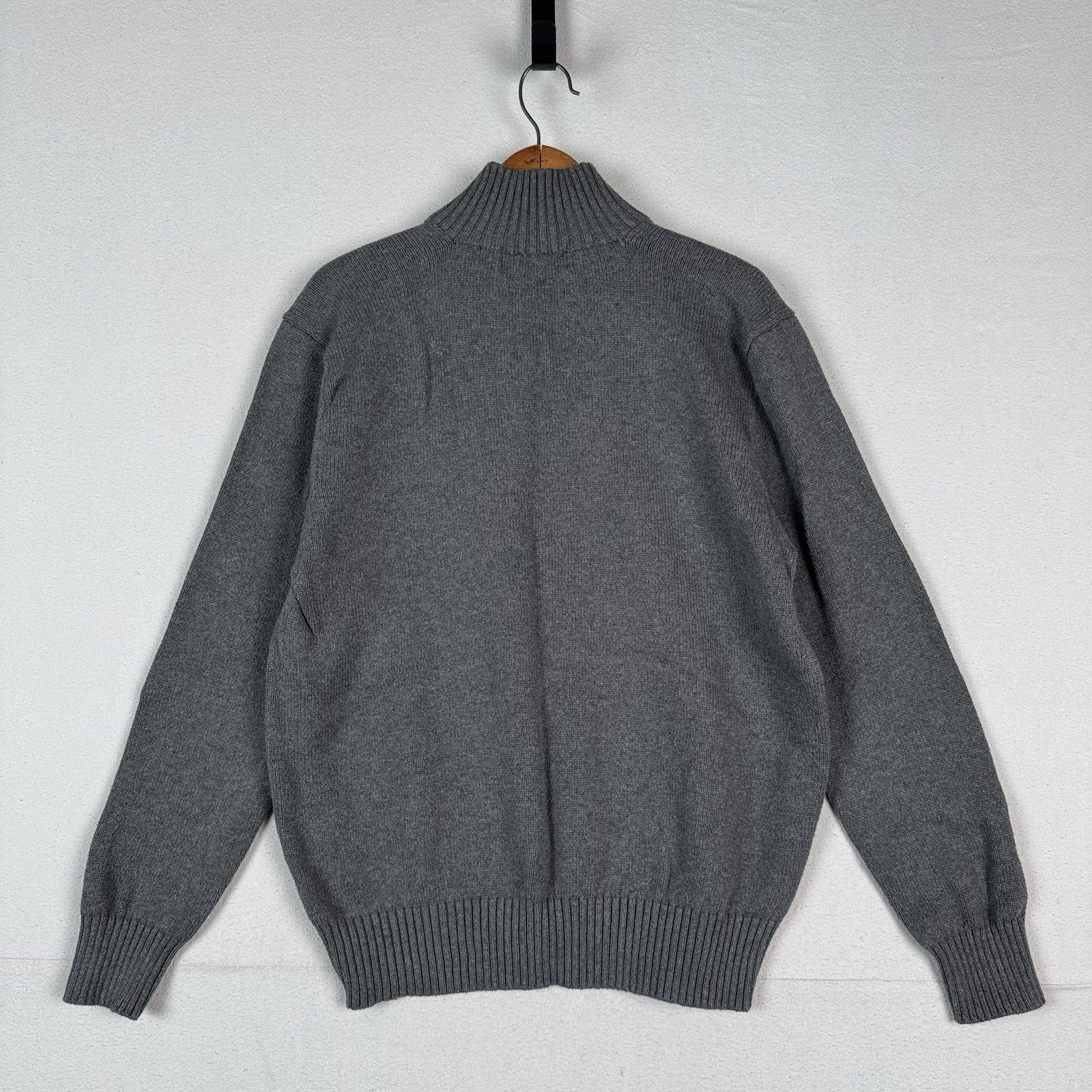 Vintage Polo Ralph Lauren 1/4 Button Neck Sweater Men’s L Gray Cotton Pullover