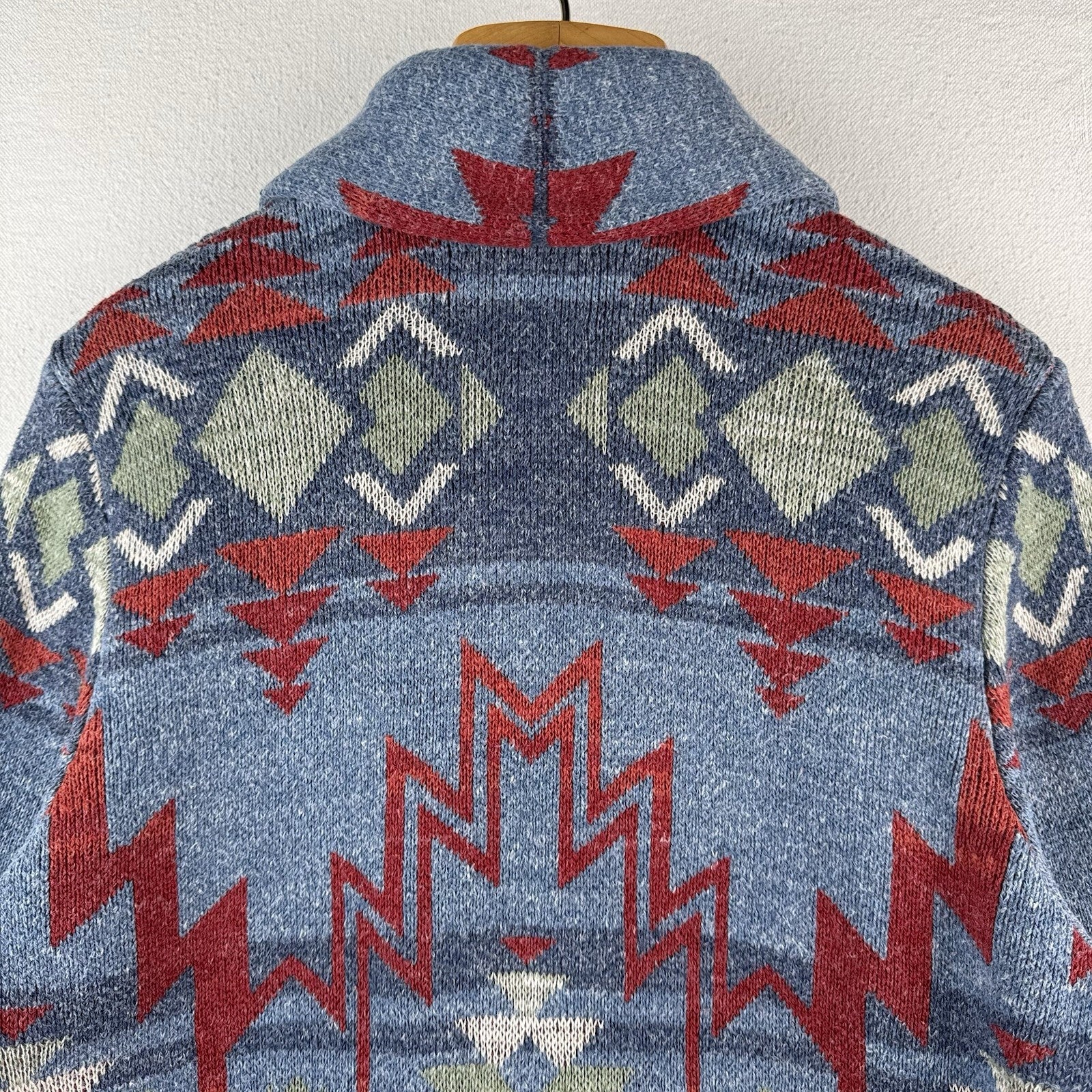 Heavy Aztec Southwestern Shawl Collar Cardigan Large Navajo Sweater Lucky Brand