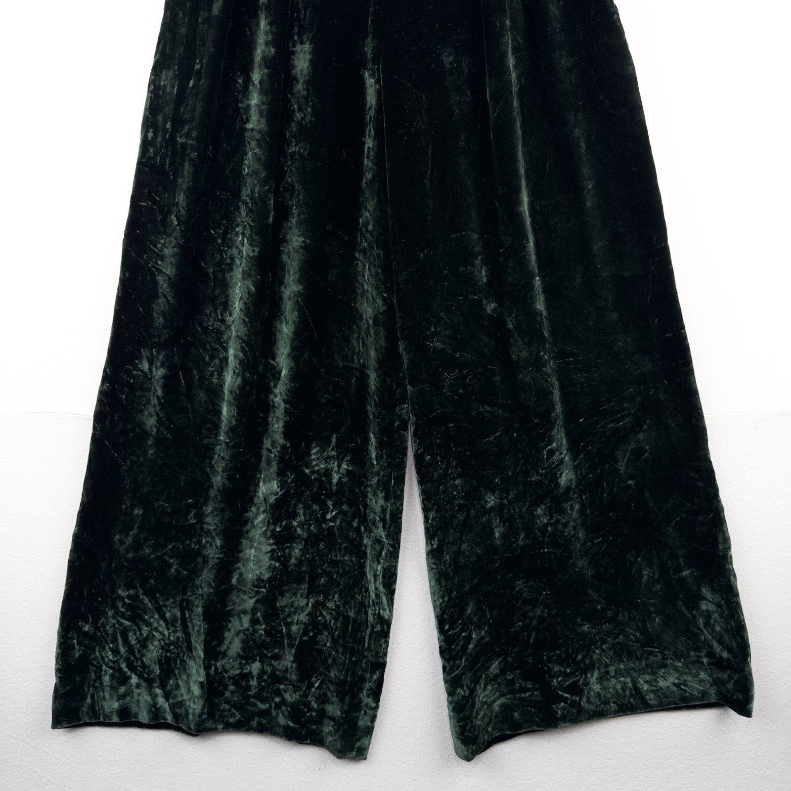 Vintage Ralph Lauren Purple Label Womens 6 Green Velvet Wide Leg Pants USA Talon
