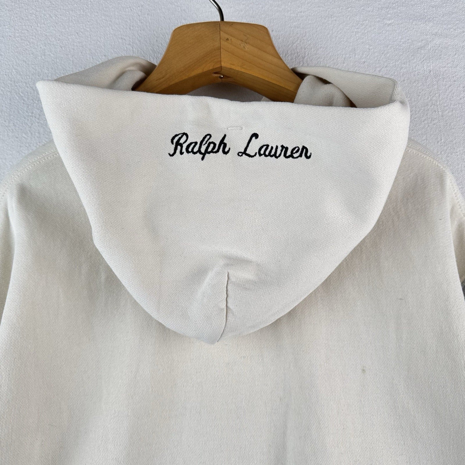 Vtg Polo Jeans Co Ralph Lauren Applique Cream Maroon Men’s Large Cropped to 17”