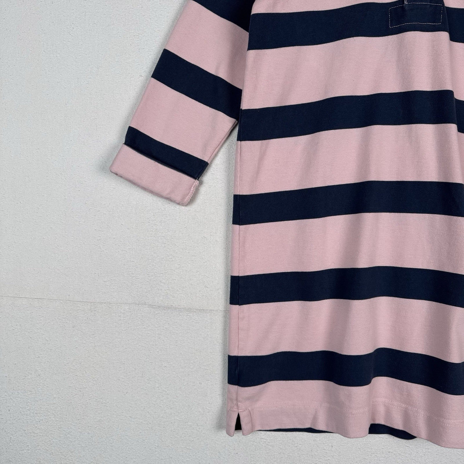 Abercrombie & Fitch Rugby Dress Woman’s Medium Blue Pink Stripe 3/4 Sleeve