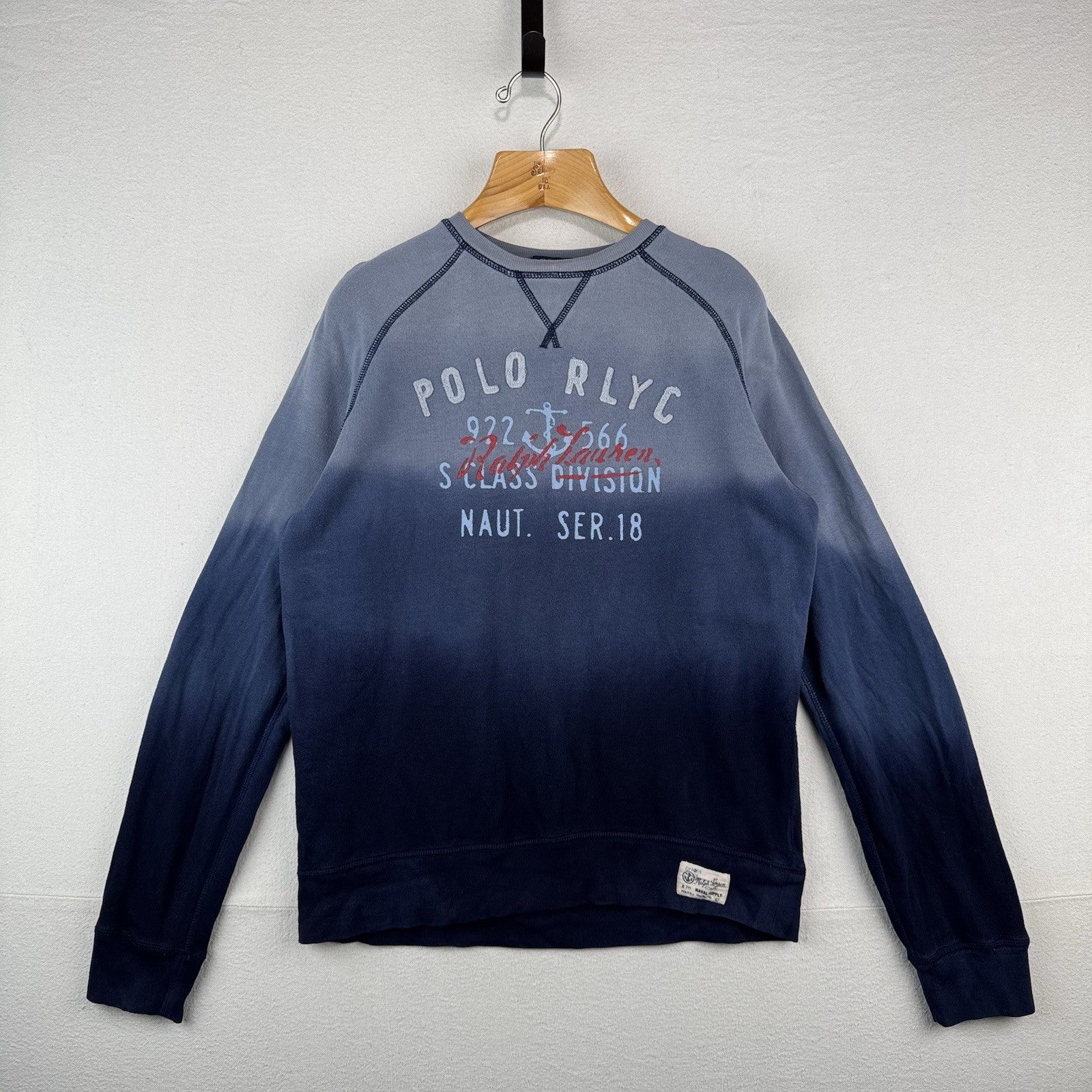 Polo Ralph Lauren RLYC Boys XL 18-20 Navy Ombré Sweatshirt Sailing Yacht Club