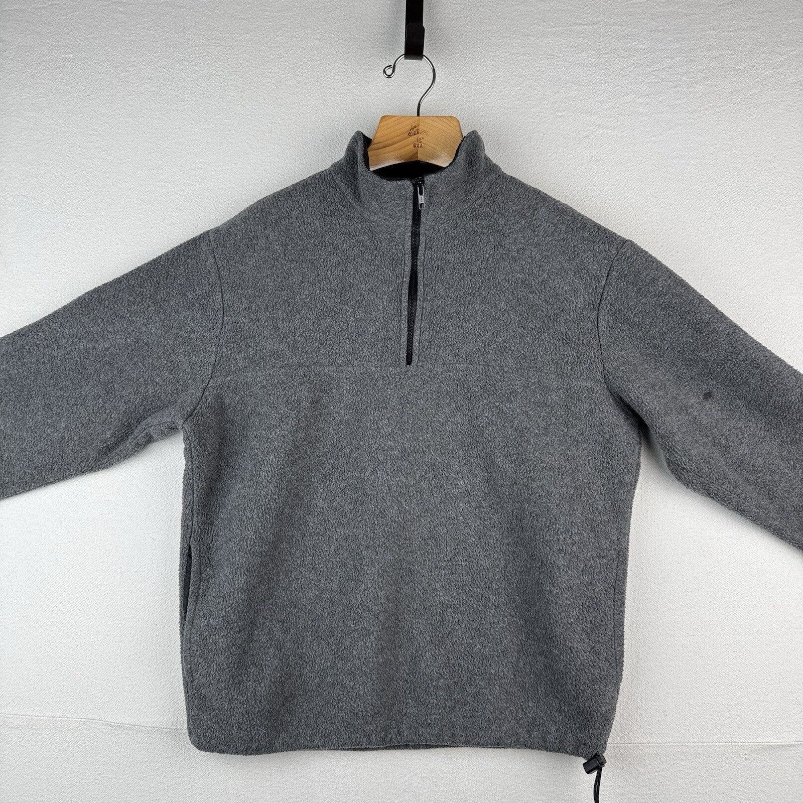 90s Vtg J.Crew Oarsman Men’s Medium 1/4 Zip Gray Fleece Pullover Made USA *Read