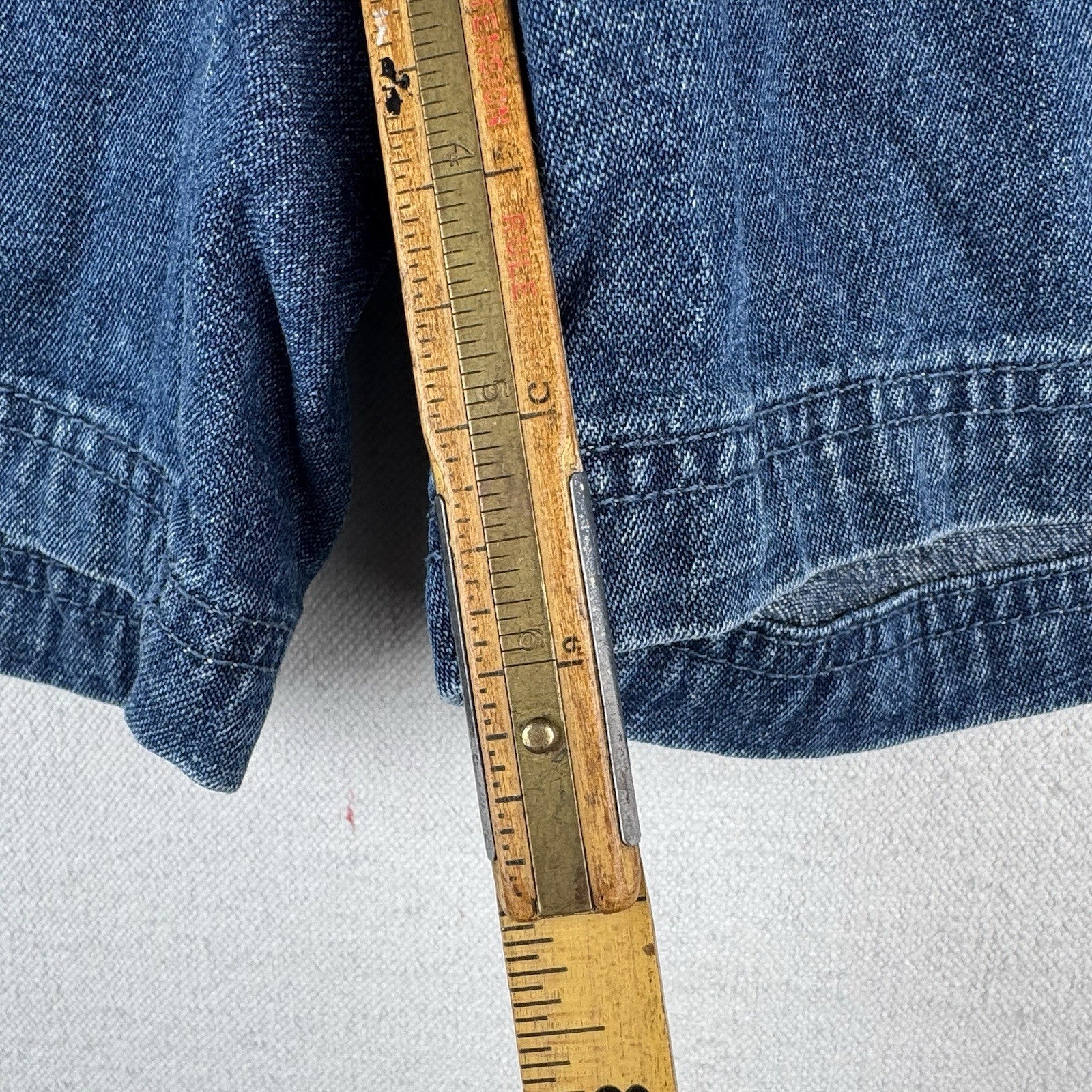 Vtg Croft & Barrow Denim Cargo Safari Pocket Shorts Mens 34x6 Blue Elastic Waist