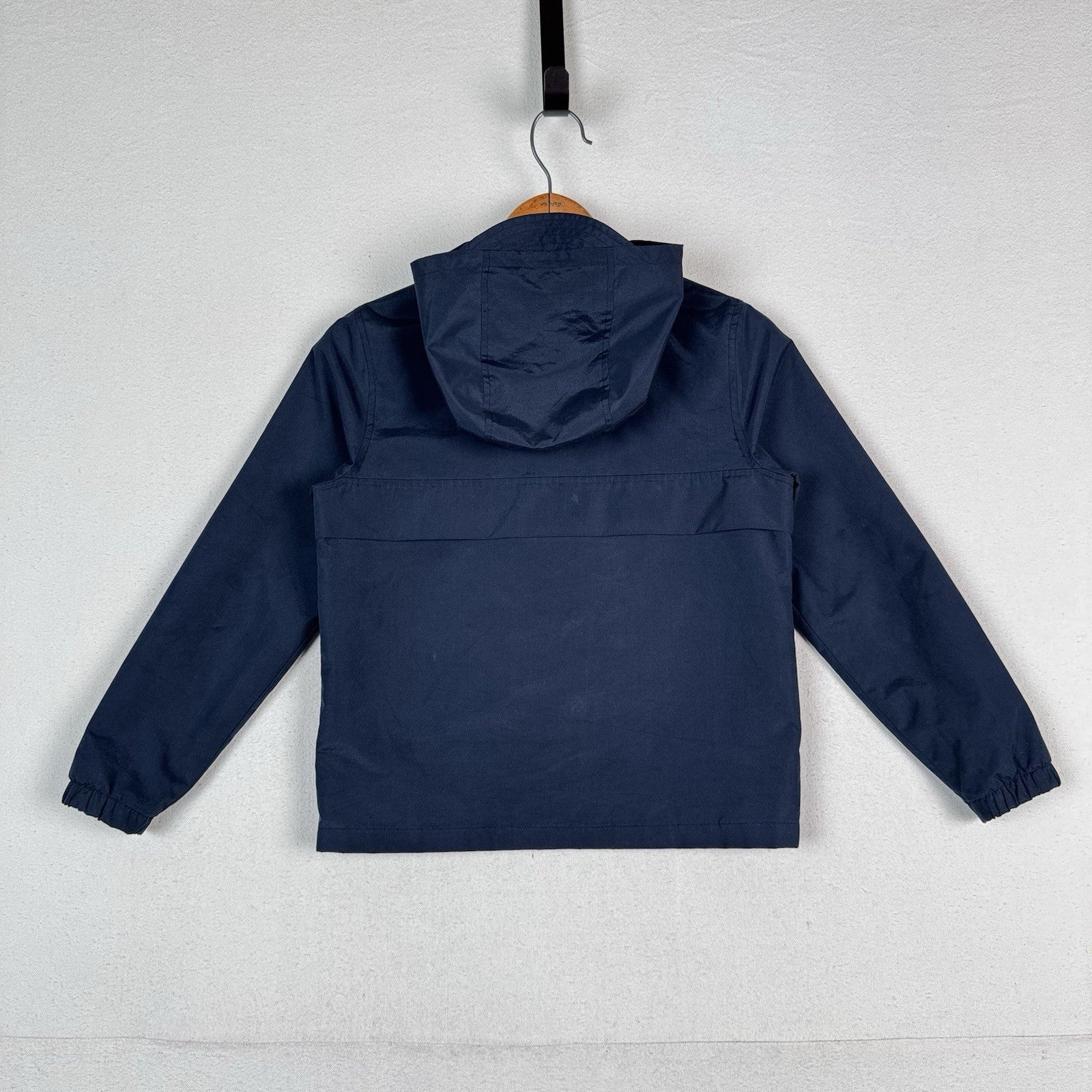 Old Navy Lined Kid’s Hooded Windbreaker Snap Jacket Size Medium (8) Navy Blue