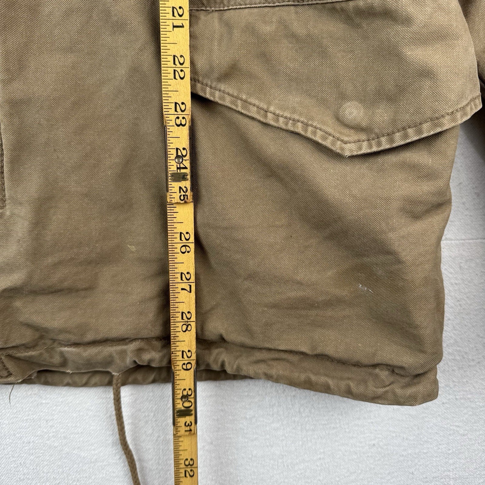 American Eagle M-65 Style Field Jacket Mens L Khaki Military Stowaway Hood *Read