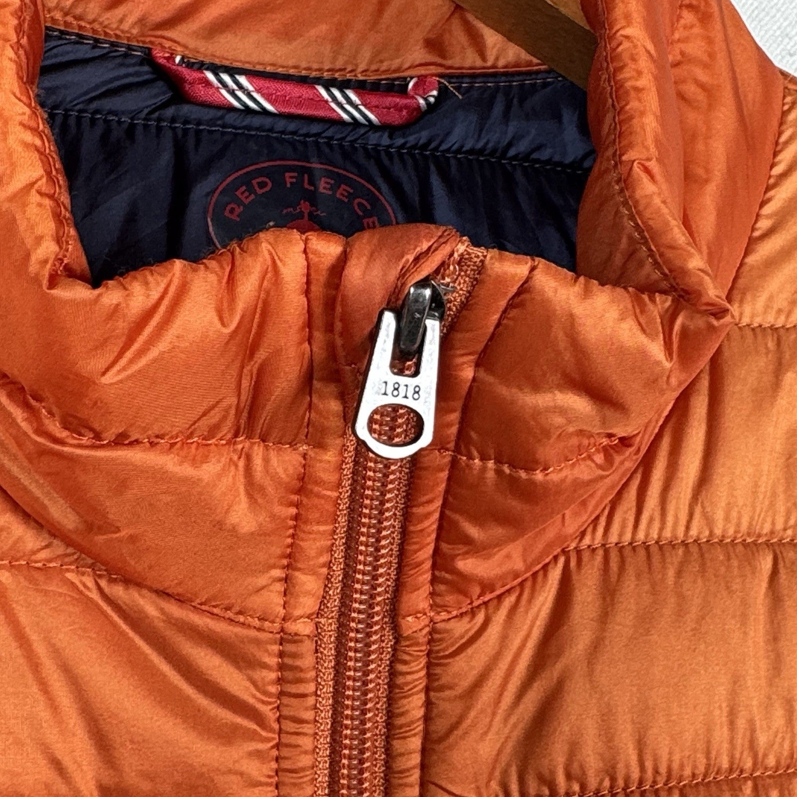 Brooks Brothers Thermore EVOdown Puffer Vest Mens L Orange Lightweight Packable
