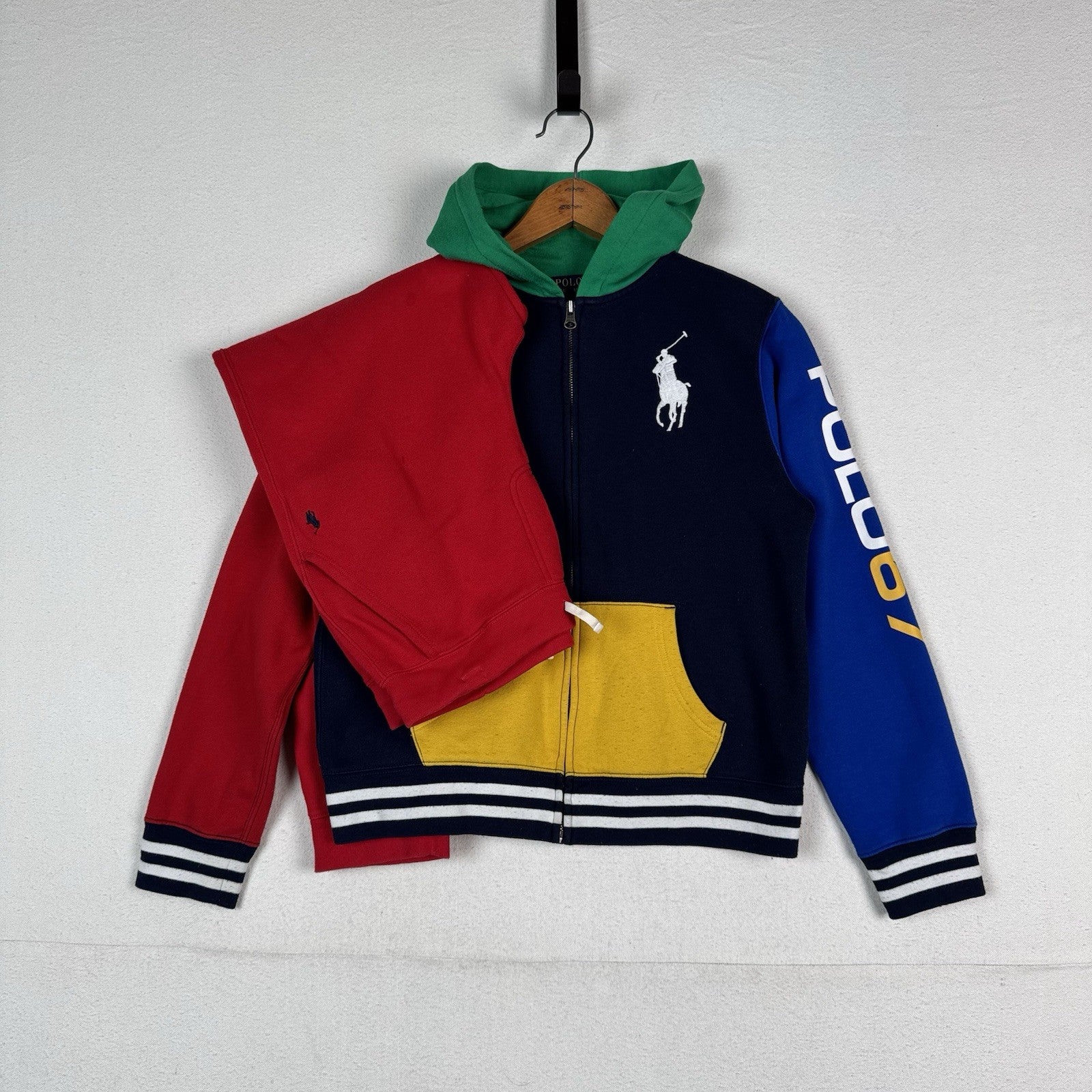 Polo Ralph Lauren Sweat Suit Top & Bottom Youth Large 14/16 Red Green Blue *Read