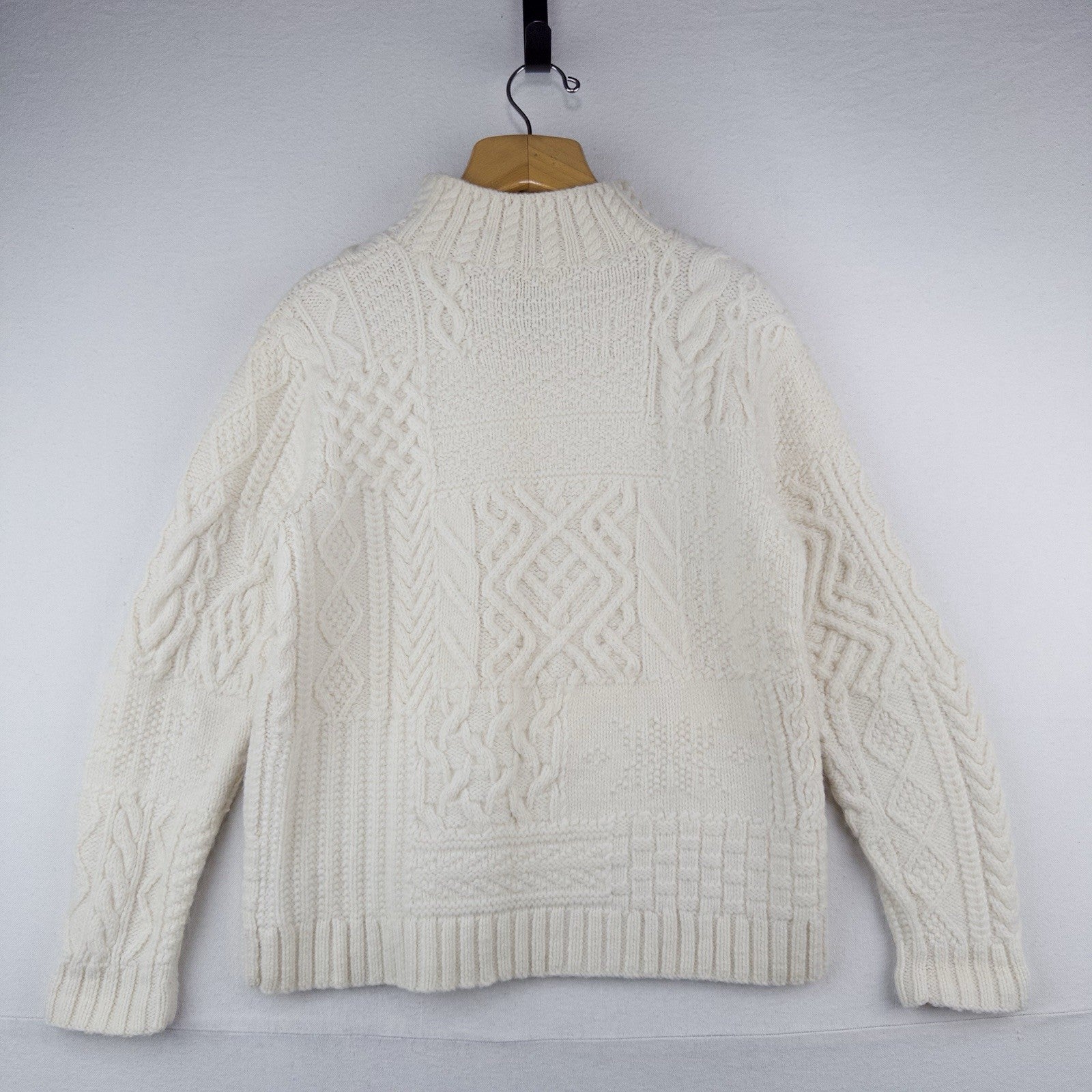 90’s Vtg Ralph Lauren Handknit Aran Patchwork Sweater Women’s M Cream *Read