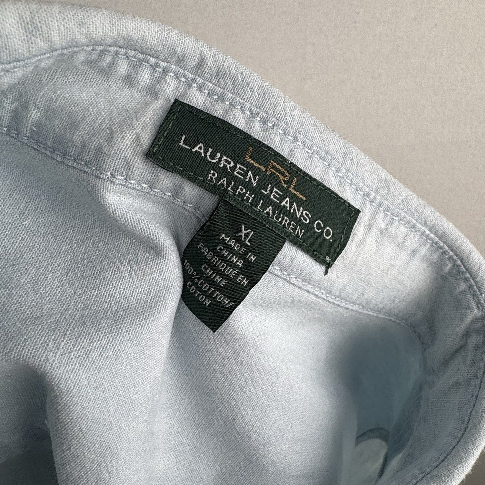 Lauren Ralph Lauren Women's XL Blue Chambray Button Down Shirt 100% Cotton