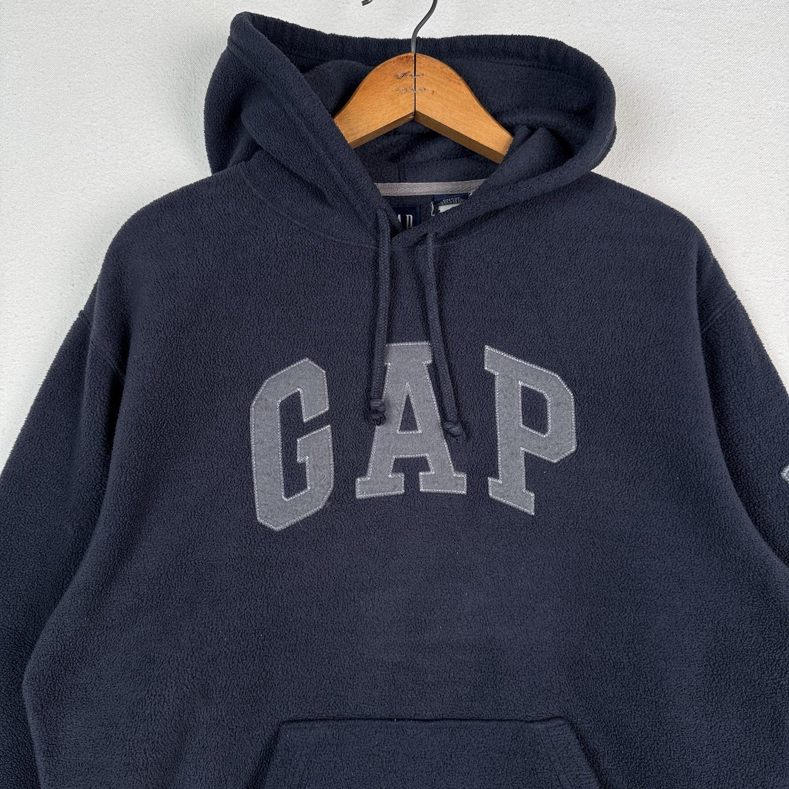 Vintage 90s Gap Fleece Hoodie Pullover Sweatshirt Men's Small Blue
