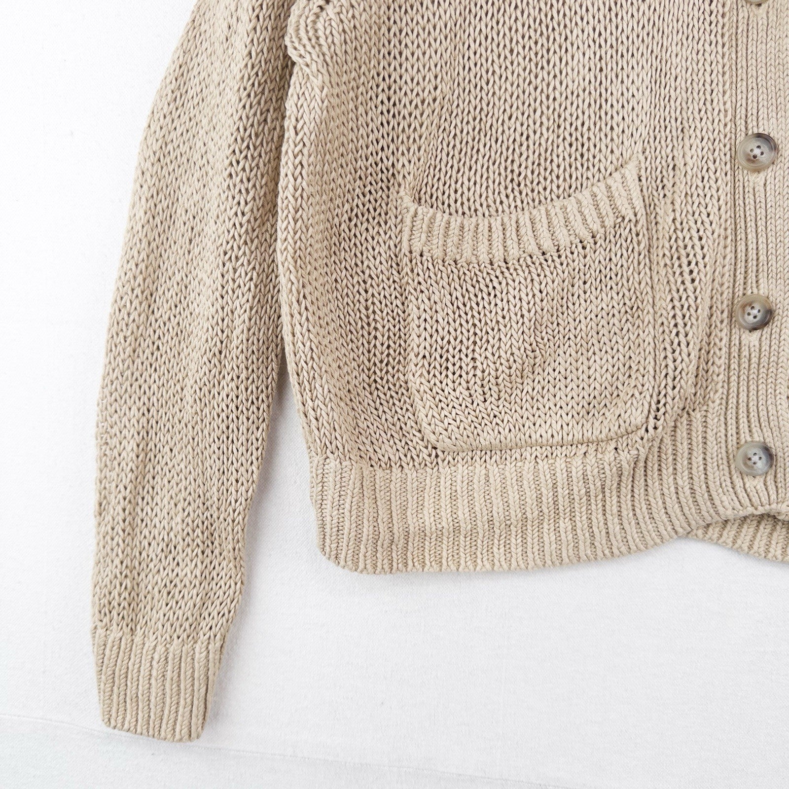 Polo Ralph Lauren Women’s S Tan Beige Linen Knit Button Front Cardigan Sweater