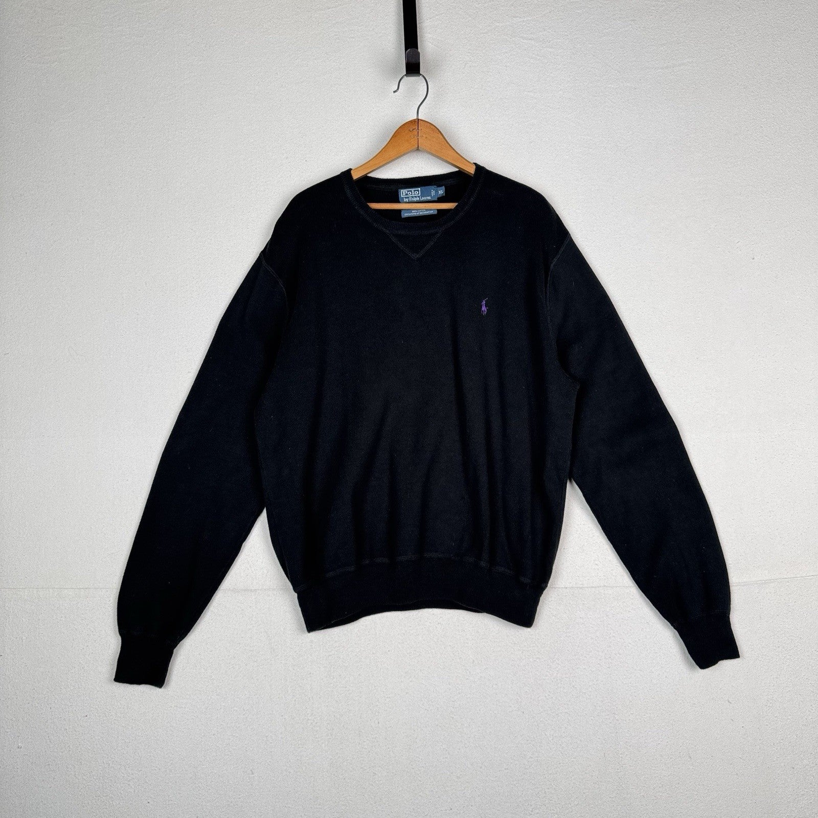 Vintage Polo By Ralph Lauren Men’s Crewneck Sweater Pullover XL XLarge Black