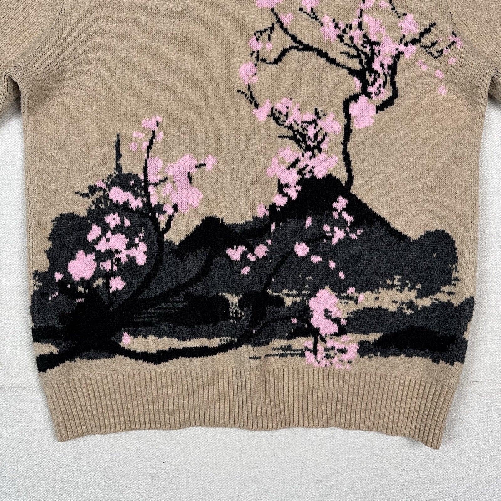 RGSTR Humanity Cherry Blossom Men’s Large Sweater Tokyo Kyoto Japan Osaka Cream