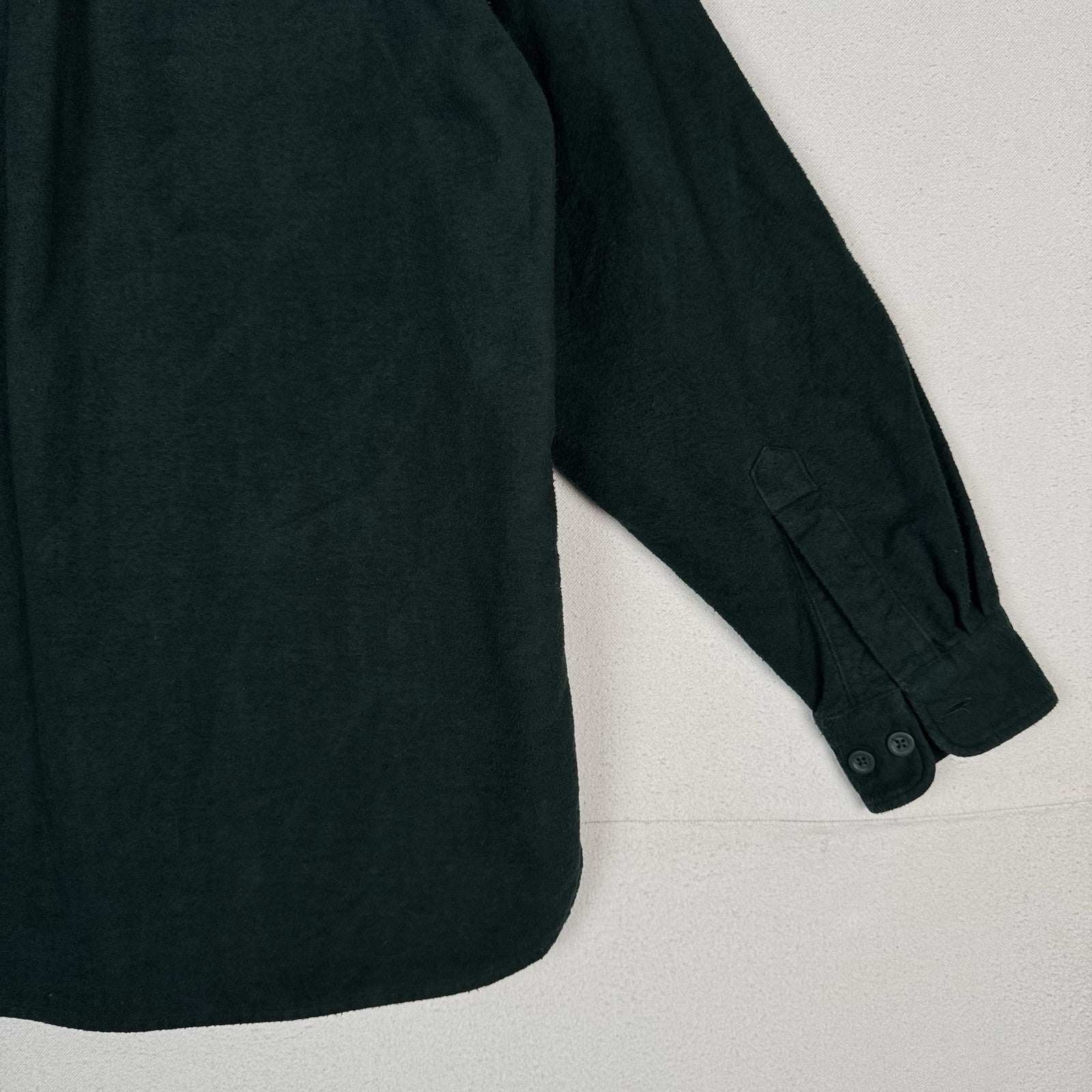 LL Bean Flannel Shirt Mens Green Medium Chamois Button Up Outdoor Heavyweight