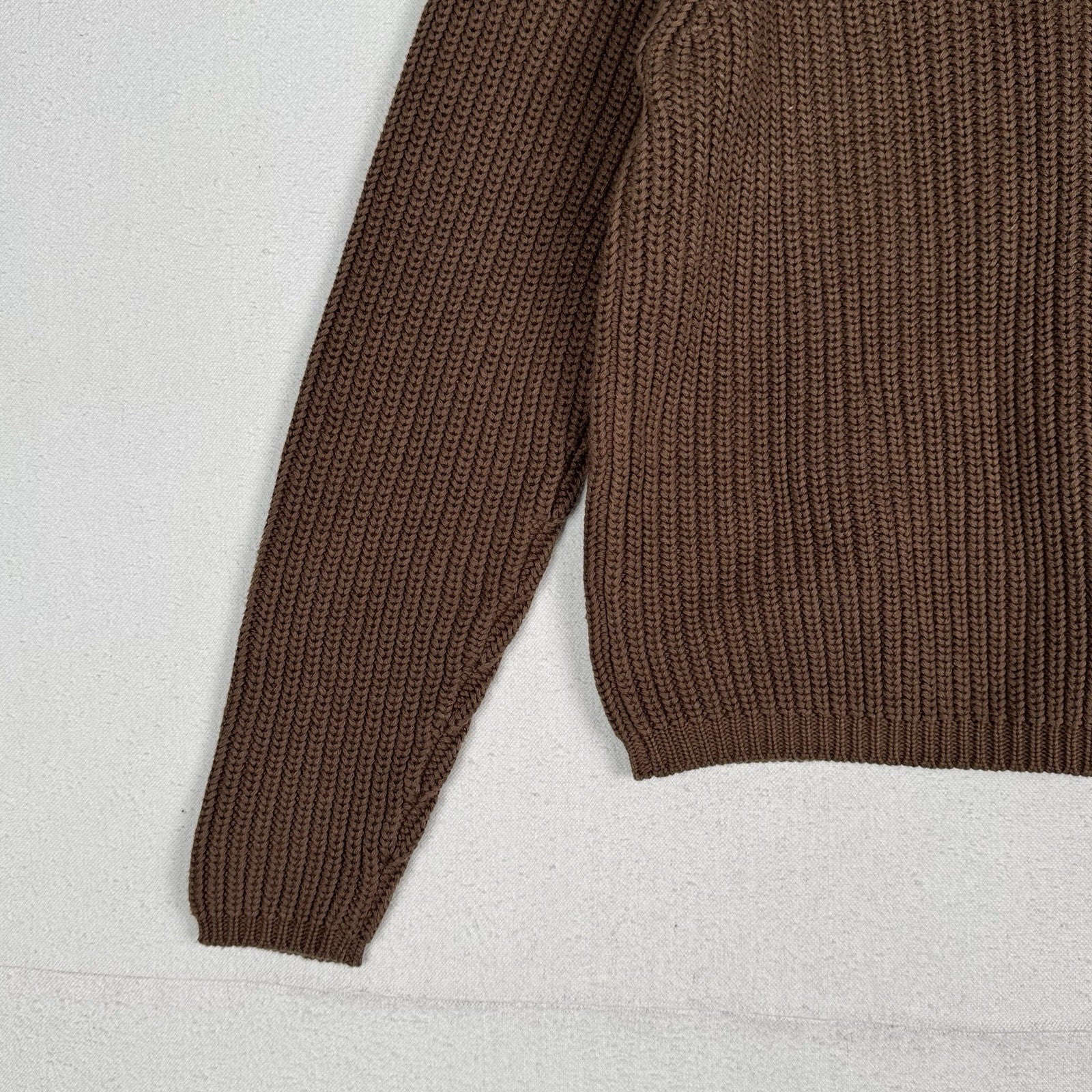NWT Eddie Bauer Women’s Medium Cable Knit Cardigan Sweater Cotton Coffee Brown