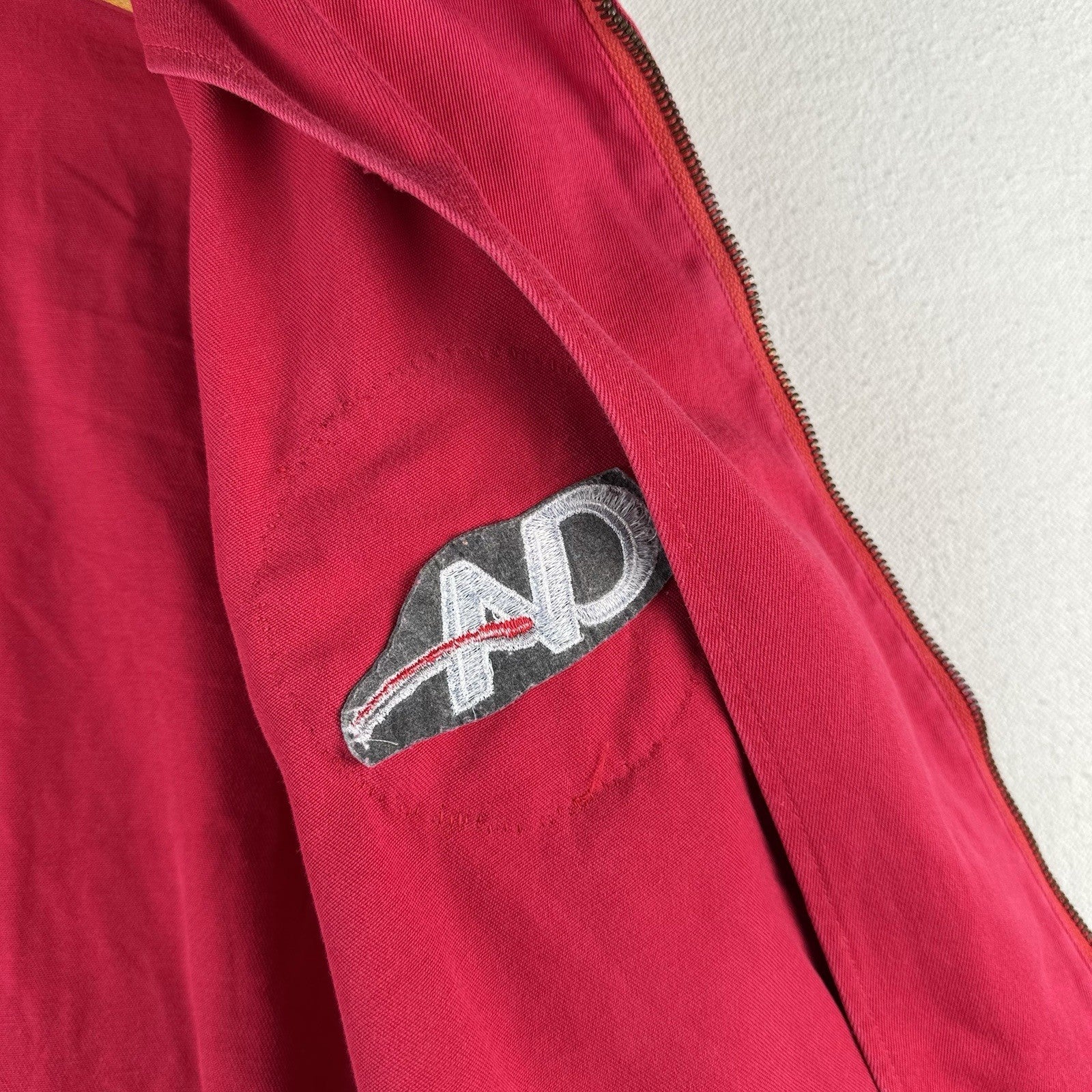Vtg Lands End Harrington Jacket Faded Pink Red Boxy ‘78 Rose Parade Patch Large