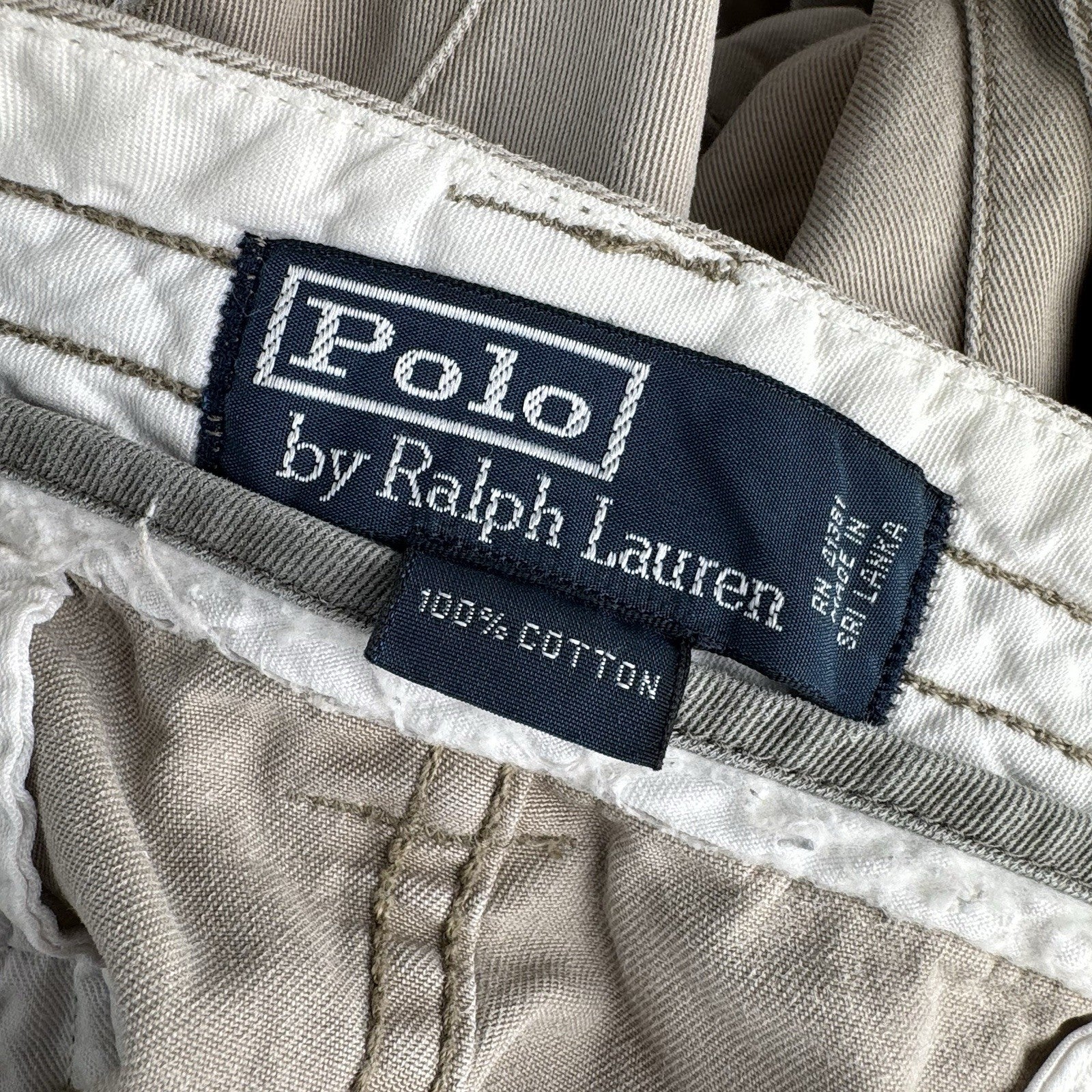 Vtg Polo Ralph Lauren Chino Classic Cargo Shorts Vintage Tan Khaki Men’s 34x10