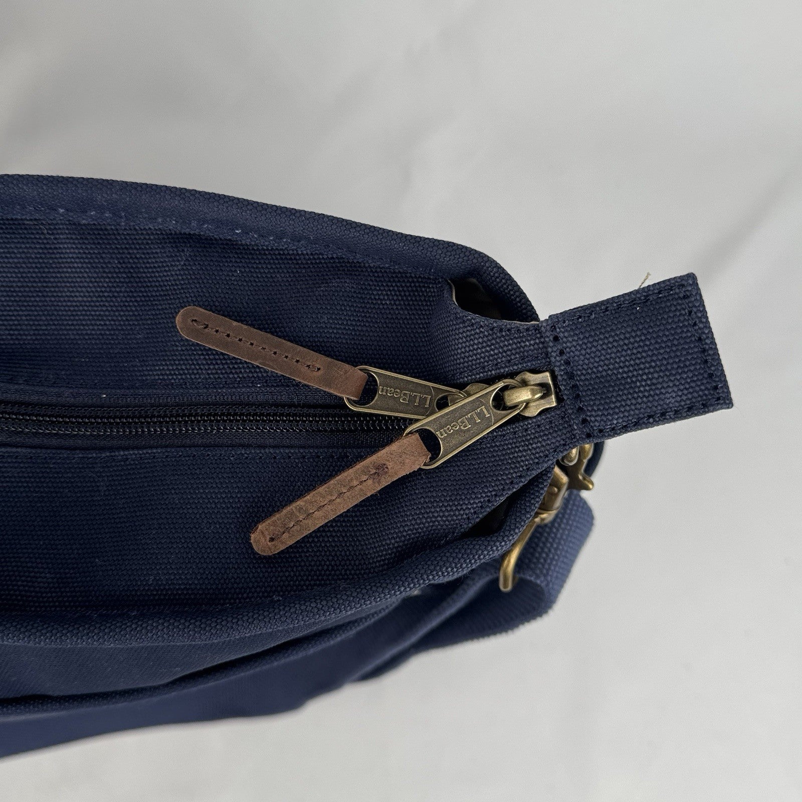 L.L.Bean Stonington Daily Commuter Travel Work Bag Navy Blue Canvas 17”
