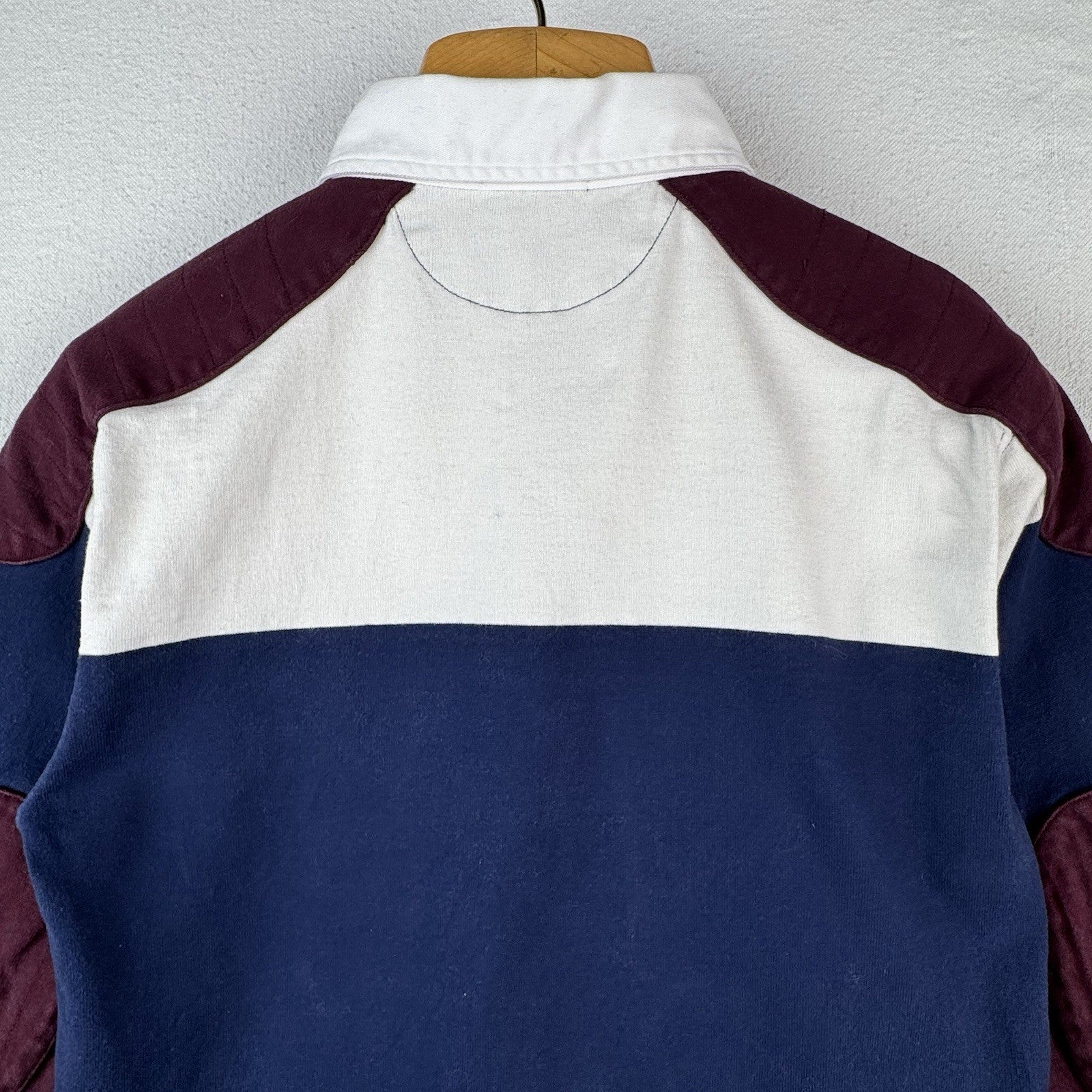 90’s Vtg Polo Ralph Lauren Women’s L Scribble Rugby  Shoulder Elbow Patch 17.5”