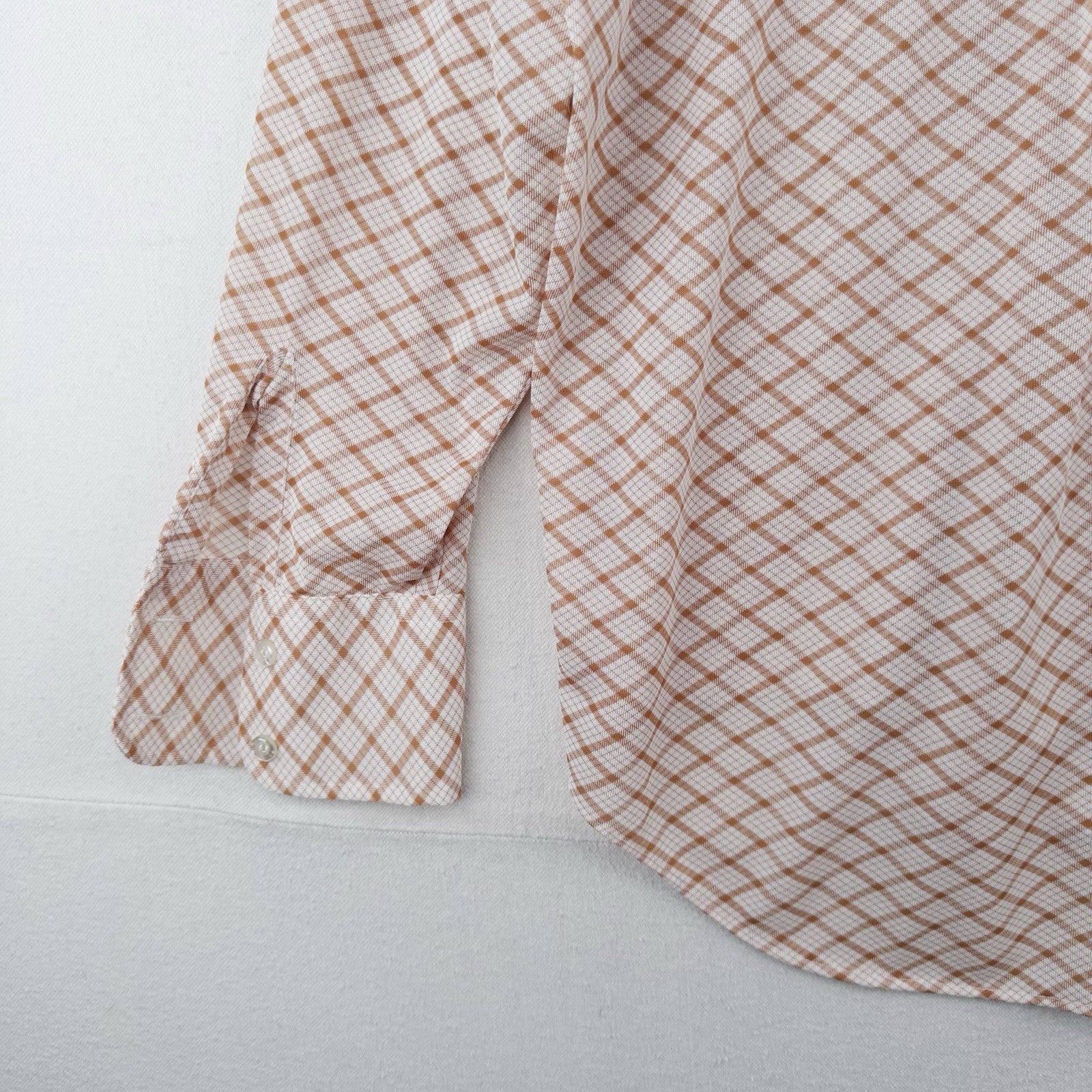 70’s Vtg Michel Daniel Paris Men's XL Orange Plaid Button Down Disco Shirt Thin