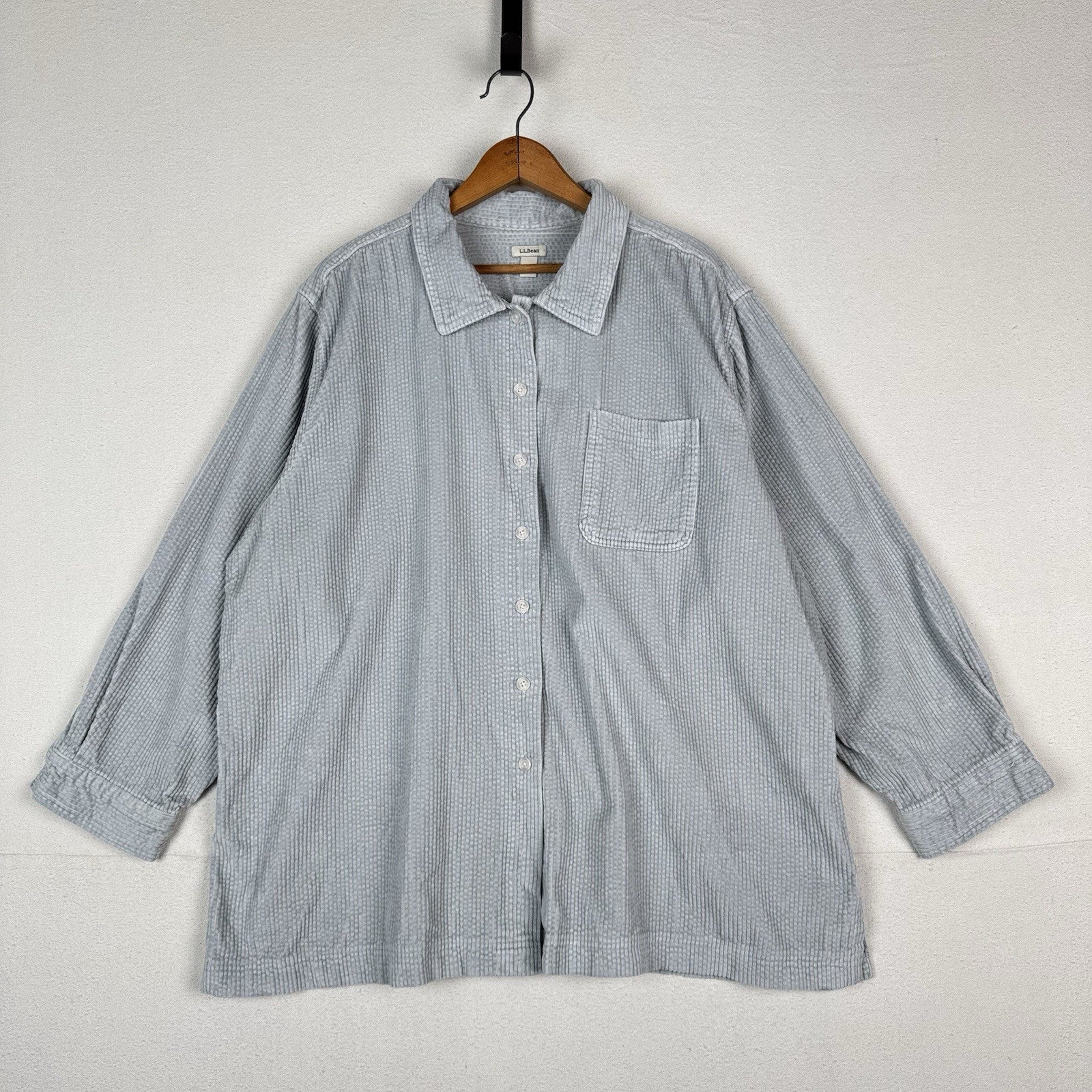 Vintage 90s LL Bean Women’s 3X Blue Wide Wale Corduroy Shirt Shacket