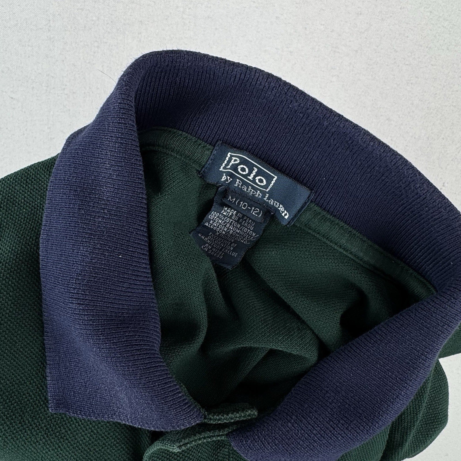 Vintage Polo Ralph Lauren Boy’s M 10-12 Shirt Green Long Sleeve Double Big Pony