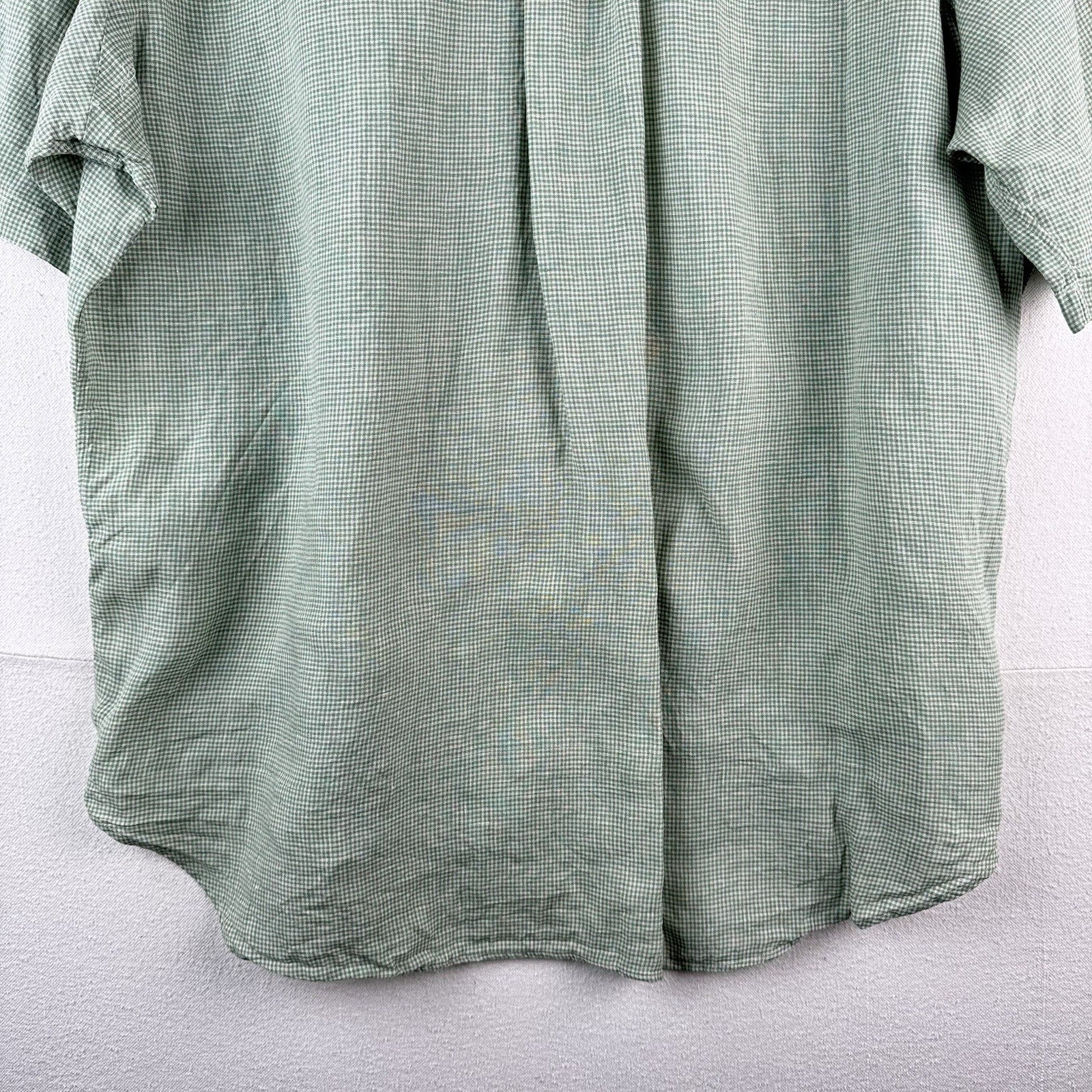Vintage Ralph Lauren Mens XXL Green Plaid 100% Linen Short Sleeve Shirt