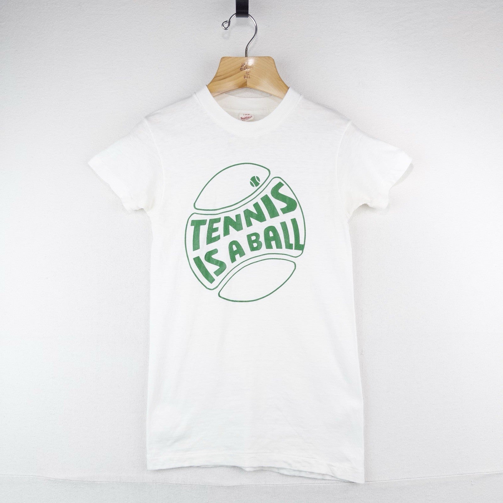 70’s Vtg Tennis Is A Ball Healthknit Single Stitch T-Shirt Small 34-36 Made USA