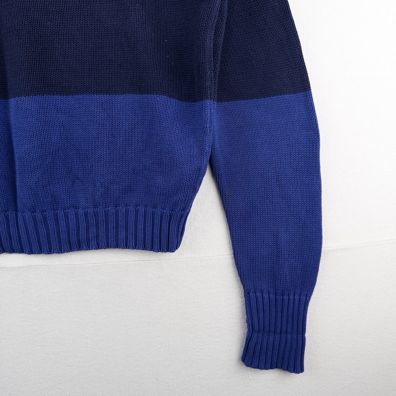90’s Vtg Polo Ralph Lauren Red White Blue Striped Knitted Sweater Men’s L *Read