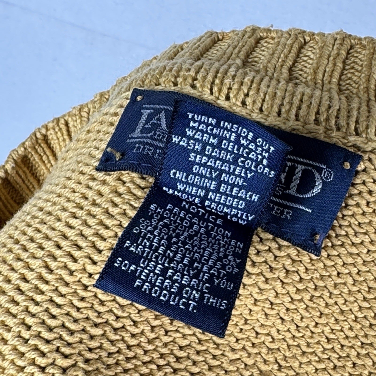 Lands End Womens Crewneck Sweater Yellow Size Large 14-16 Midweight Cotton USA