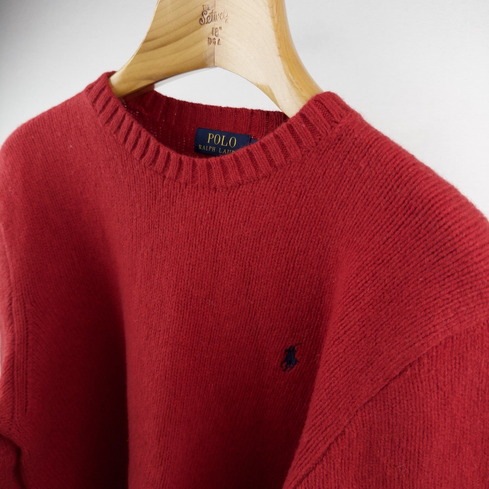 Polo Ralph Lauren Sweater Mens XL Merino Wool Angora Rabbit Hair Red Crew Neck