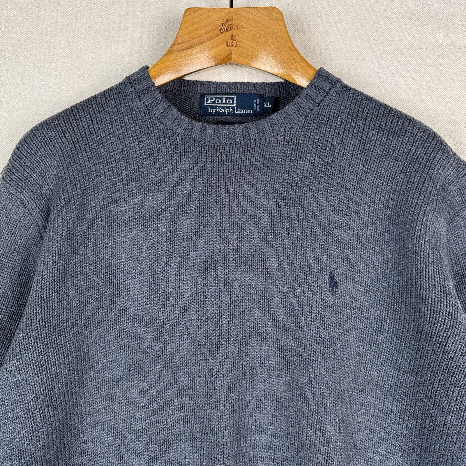 90’s Vintage Polo Ralph Lauren Sweater Men’s XL Light Blue Knit Pullover