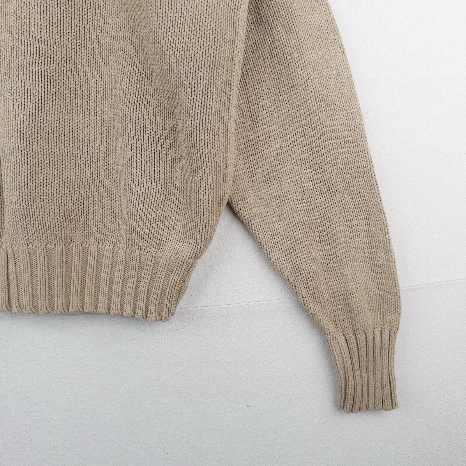 90’s Vintage Polo Ralph Lauren Knit Sweater Men’s L Tan Brown Cotton Crewneck