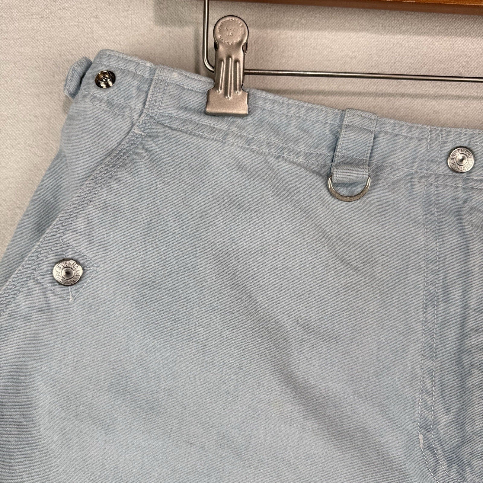 Vtg Lauren Ralph Lauren Chambray Blue Utility Cargo Shorts Womens 14 Cotton 6.5”