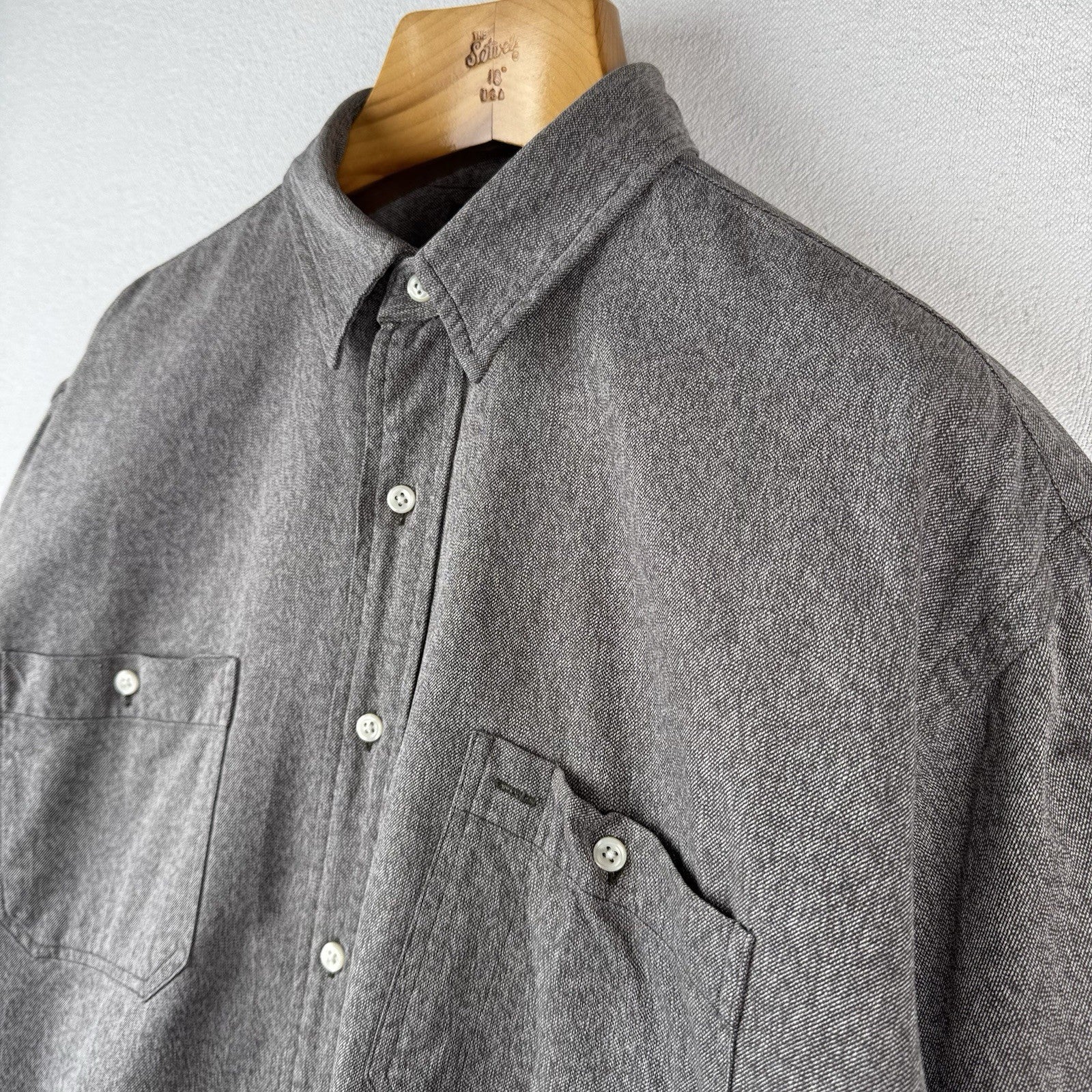90’s Vintage Polo Ralph Lauren Men’s XL Cotton Workshirt Grey Brown