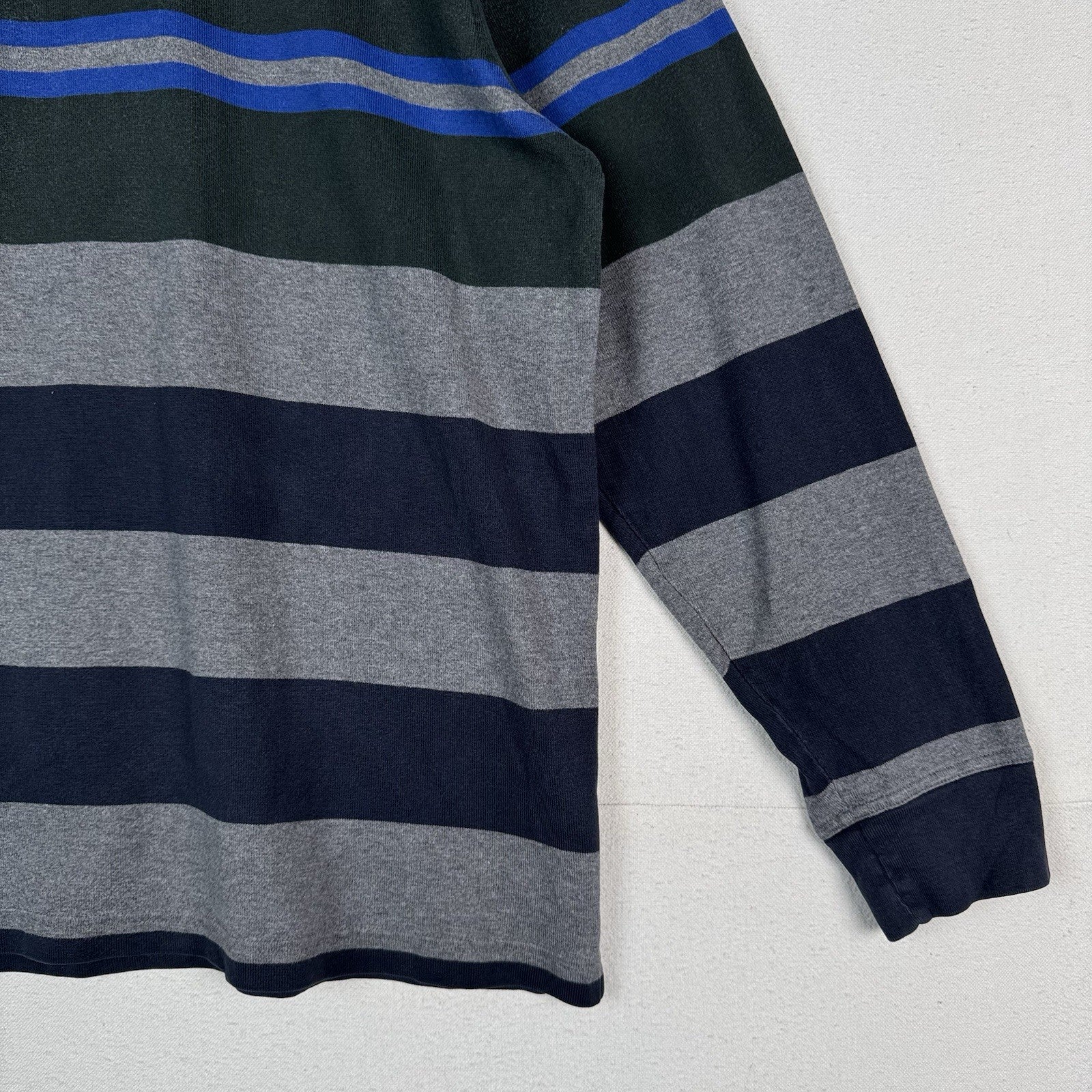 Brooks Brothers Rugby Shirt Men's Large Blue Green Gray 346 Striped Polo *Read