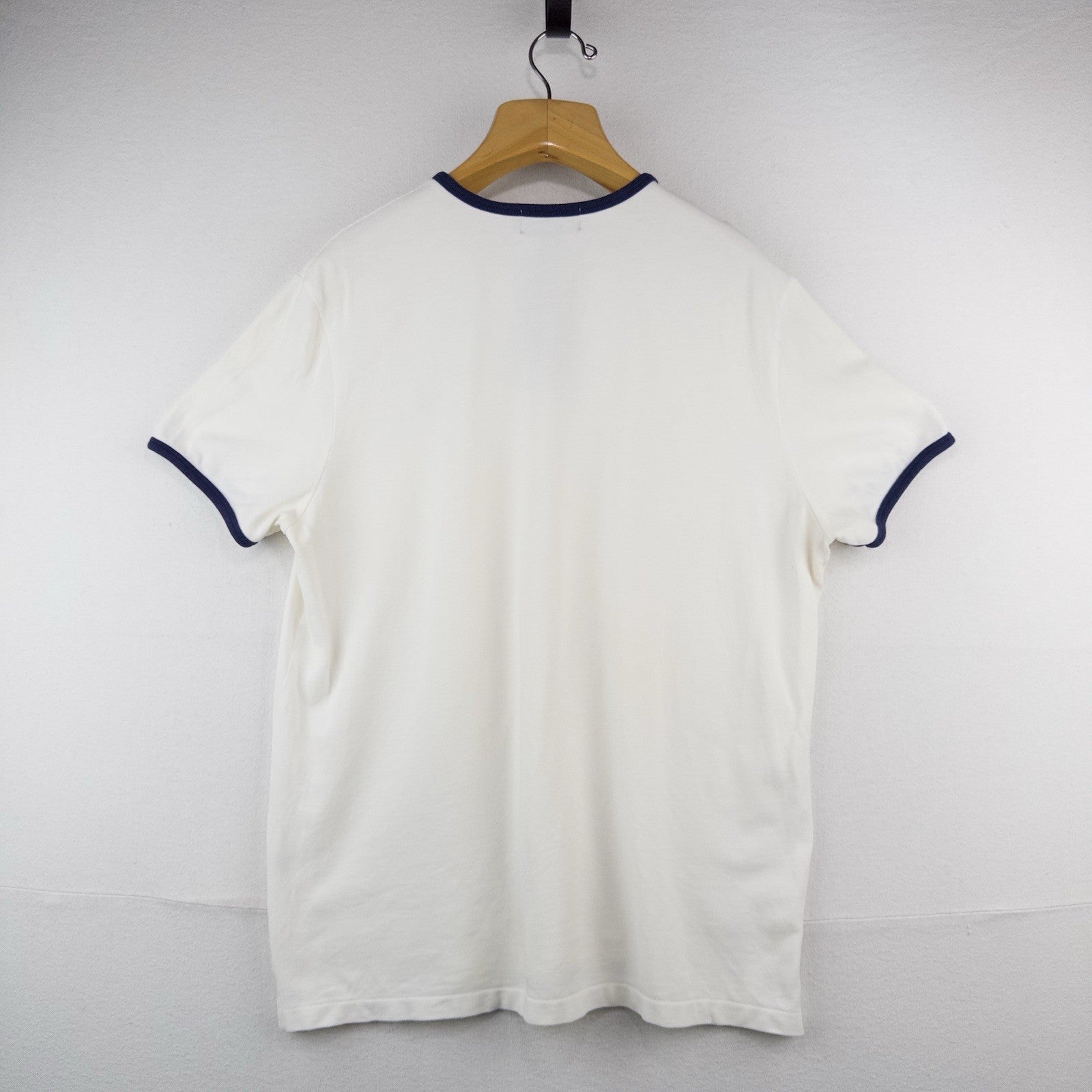 90’s Vtg Polo Ralph Lauren Henley Shirt Mens XL White Navy Ringer Cotton Pique