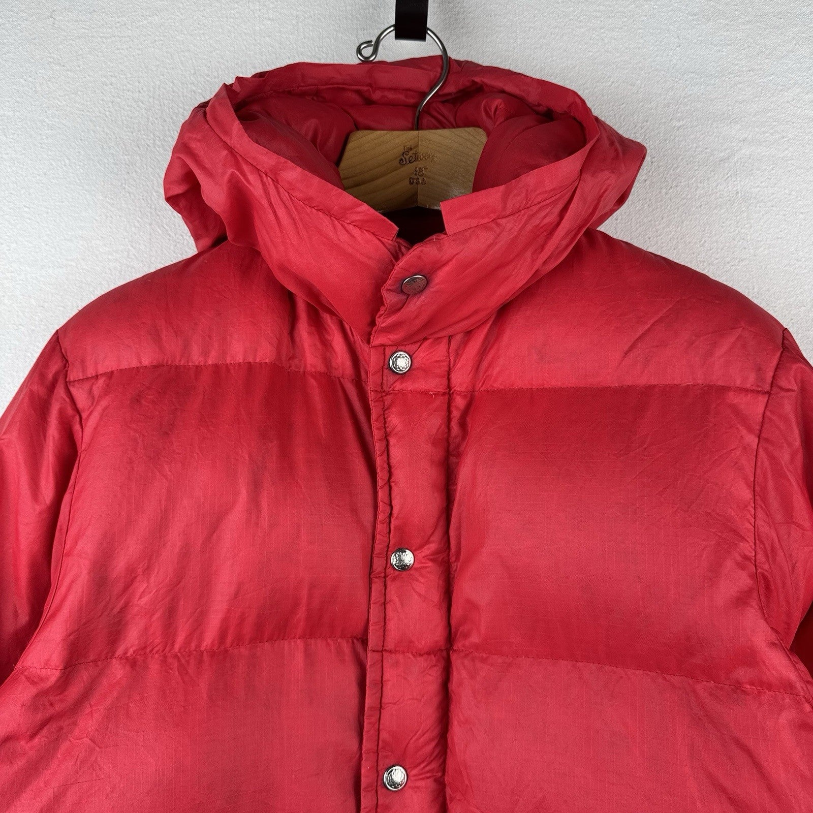 60s/70s Vtg Field & Stream Gordon Ferguson Goose Down Puffer Jacket Hooded Red S