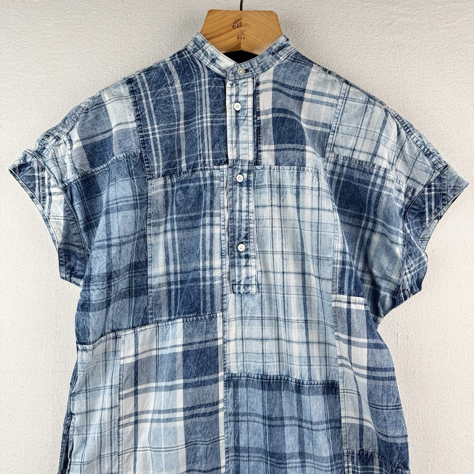 Polo Ralph Lauren Plaid-Patchwork Henley Cotton Shirt Dress Women’s 6
