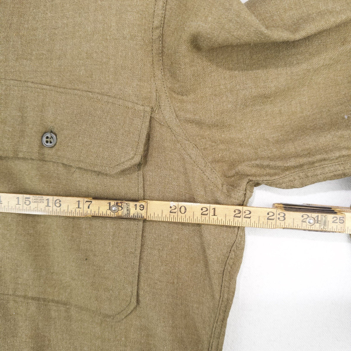 40’s Vtg WWII Wool Gas Flap Army Military Button Uniform Work Shirt Gussets