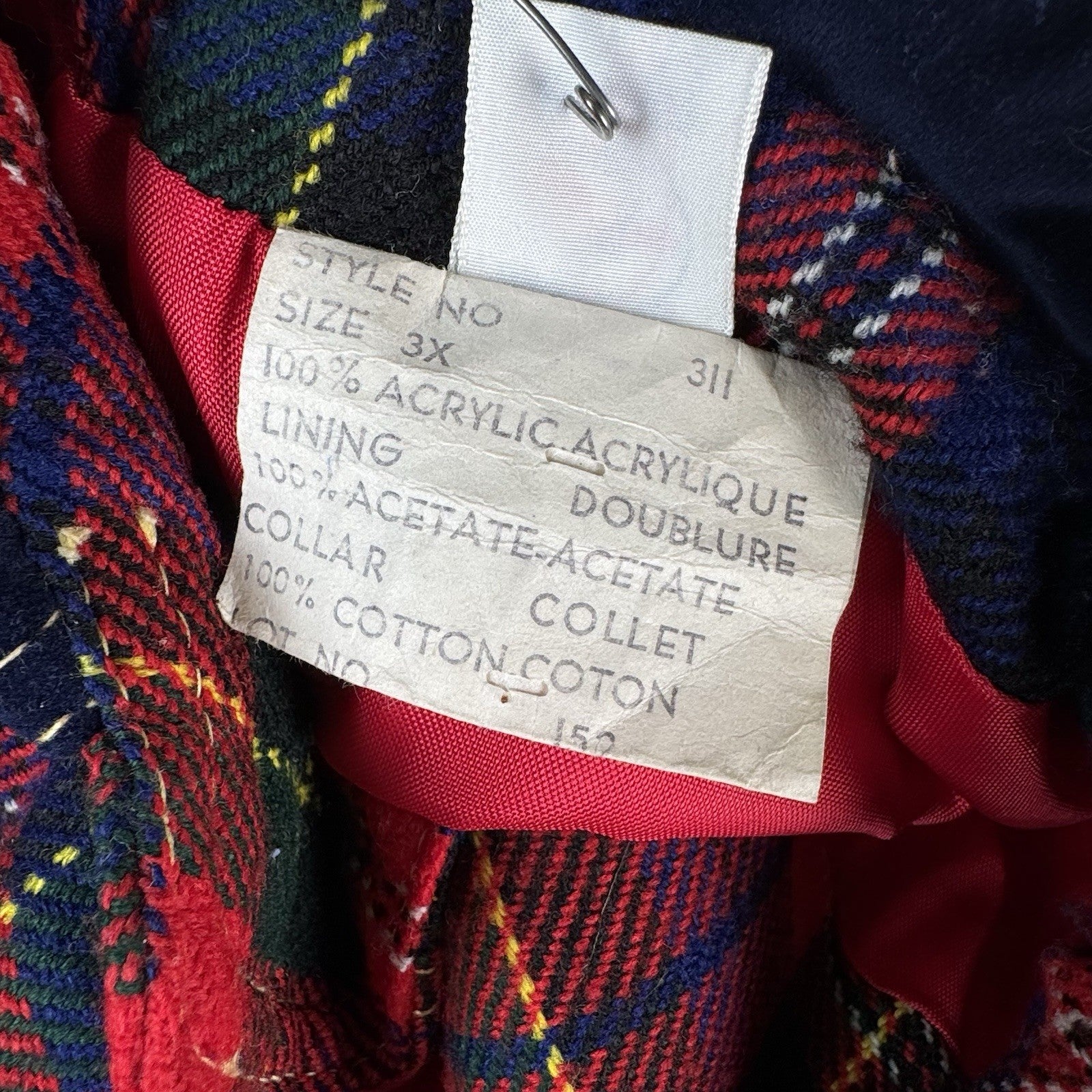 Vintage 60’s 70’s Red Tartan Plaid Car Coat Gold Buttons Made Canada 3T Toddler