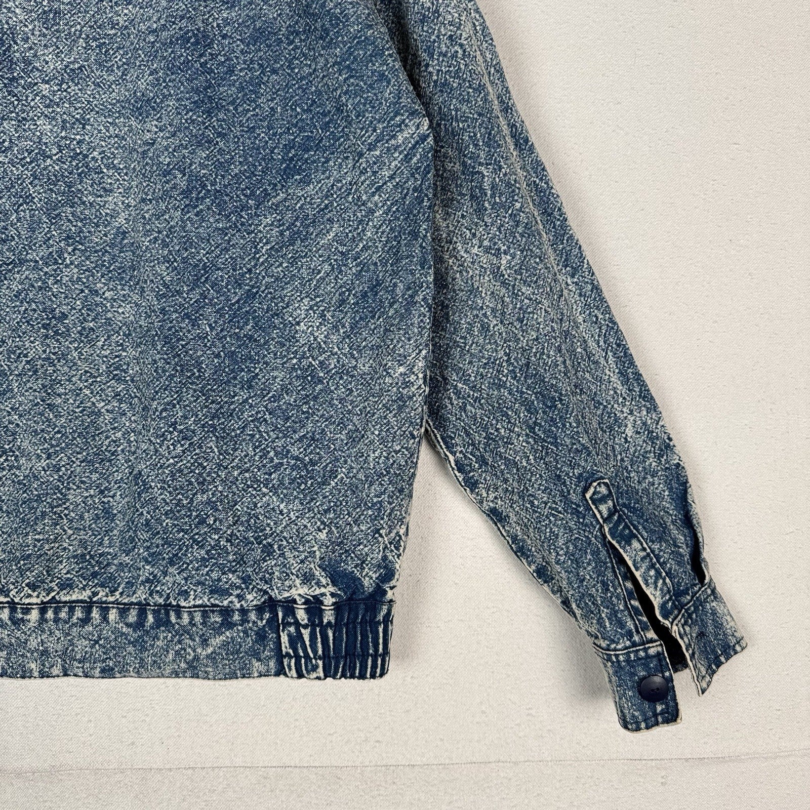 Vintage 80’s Chai Denim Jacket Unisex Medium Acid Wash Quilted Shoulders Straps