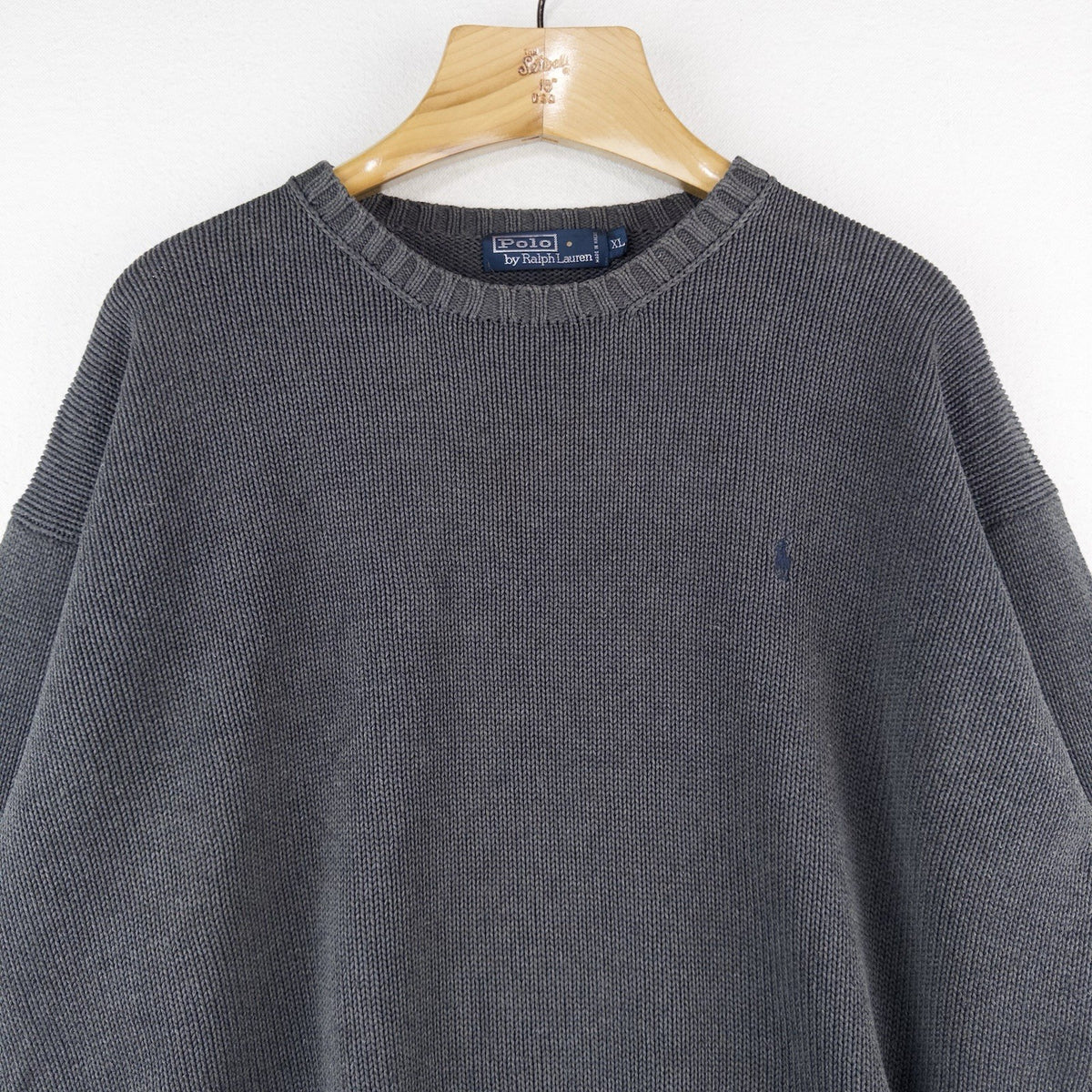 90’s Vintage Polo Ralph Lauren Mens XL Sweater Gray Knit Crew Neck *Read