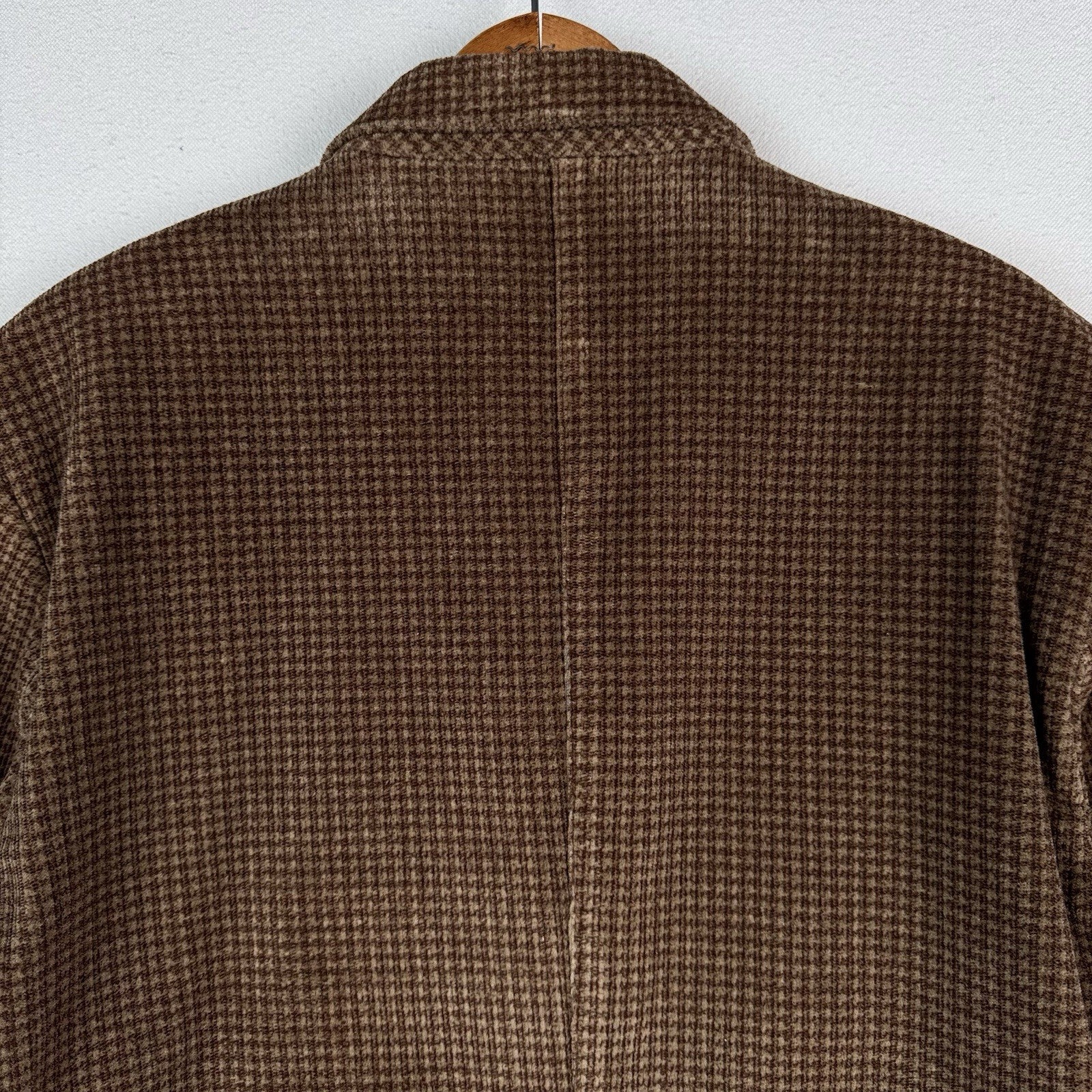 Vtg Armani Collezioni Fine Wale Corduroy Blazer Houndstooth Plaid Brown Men’s 40