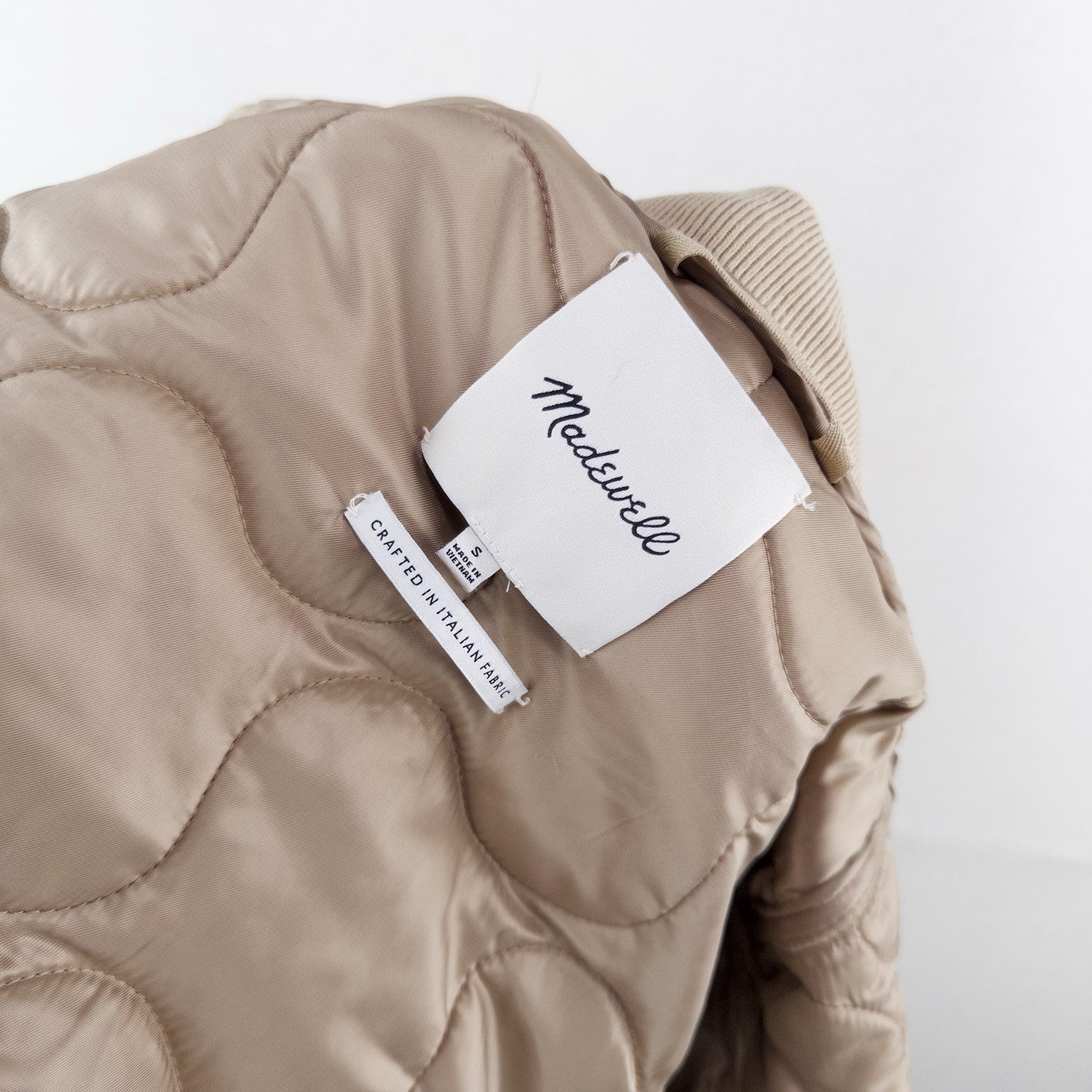 Madewell Quilted Oversized Wool Bomber Jacket Women’s Small Beige