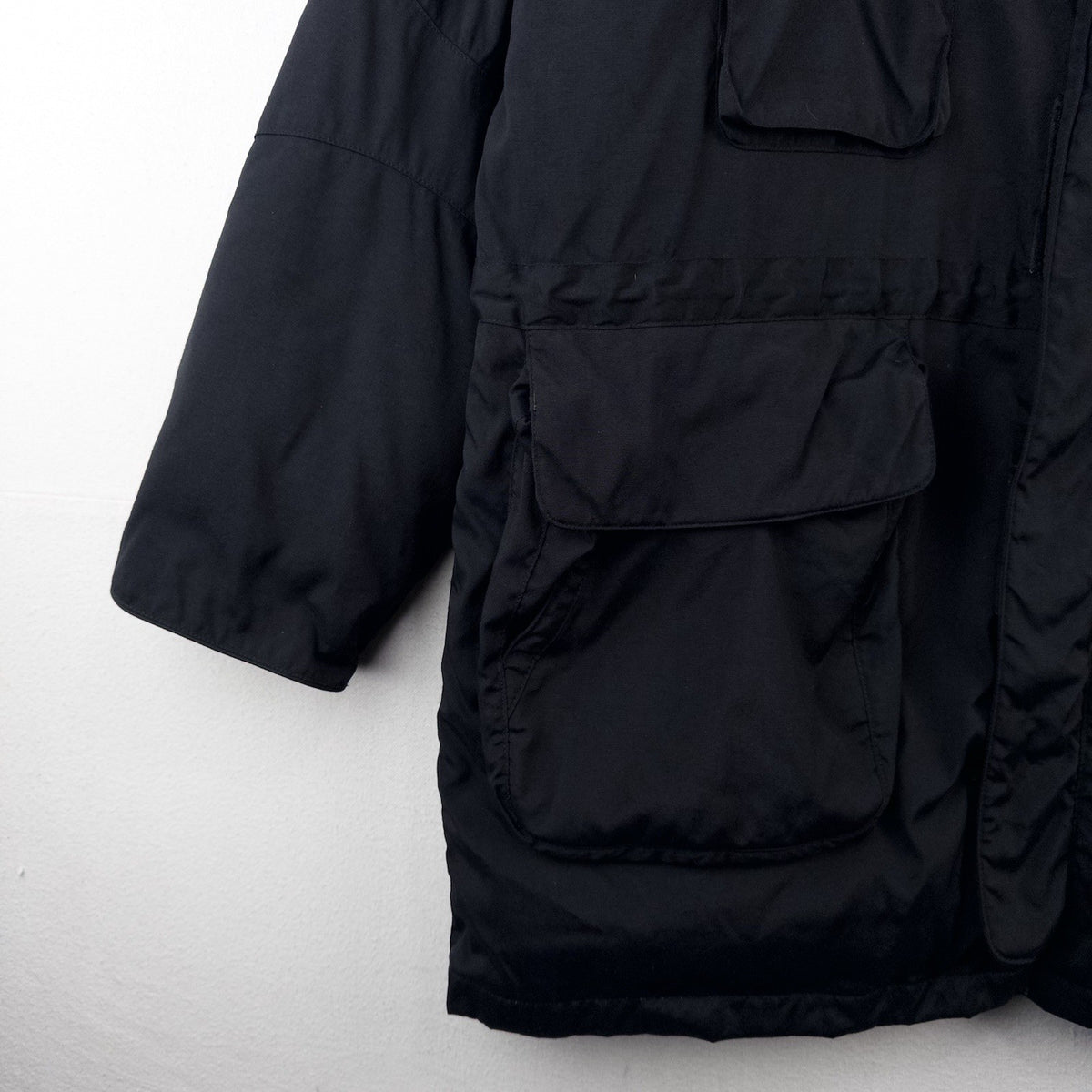 90’s Vtg Polo Sport Ralph Lauren Men’s L Black Down Parka Jacket Coyote Fur Trim