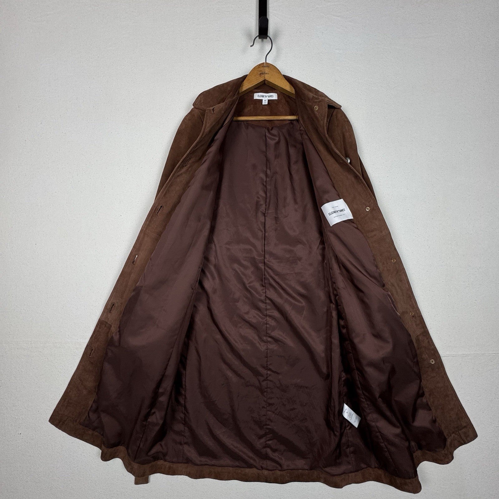 Elizabeth and James Long Suede 100% Real Leather Jacket Size XS