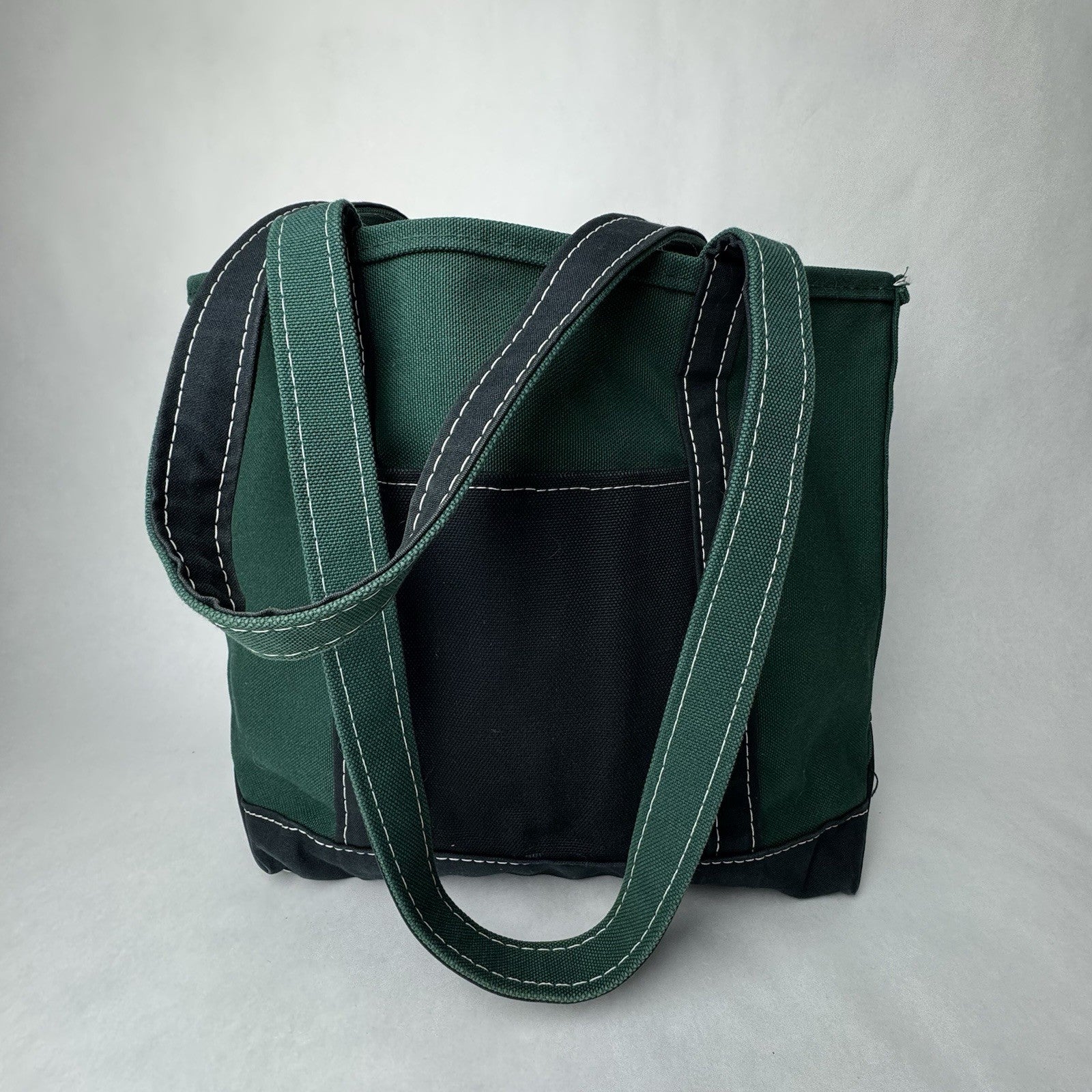 L.L. Bean Two-Tone Boat & Tote Bag Green And Navy Blue Made in Usa Size Large