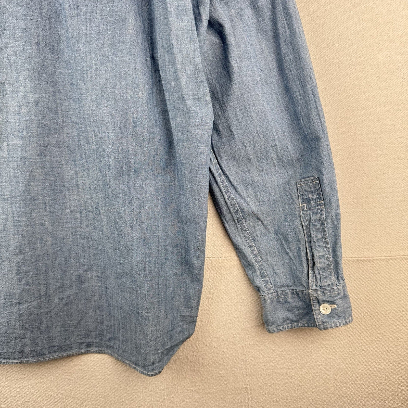 Vintage Ralph Lauren Men's XL Blue Chambray Button Down Shirt Western Workwear